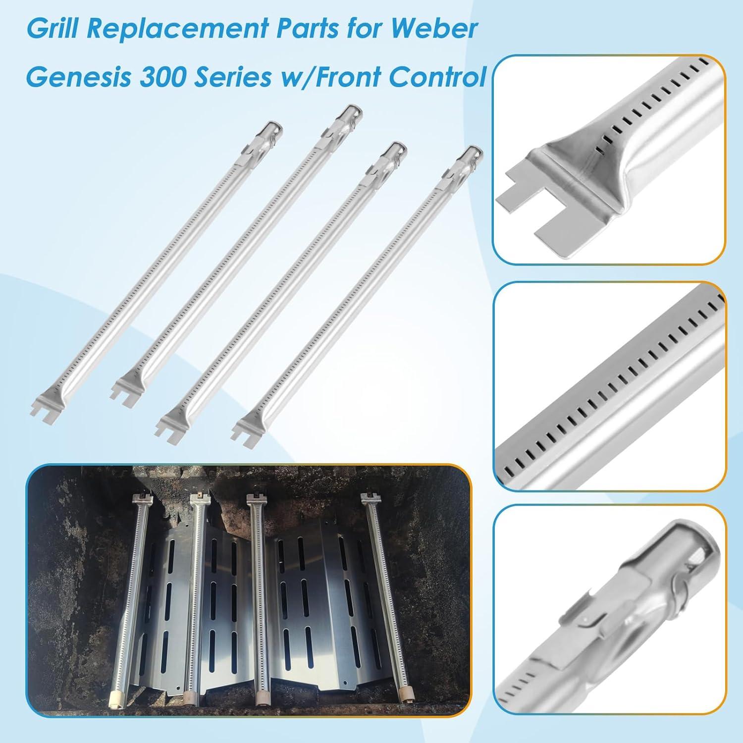 GasSaf 17.5 Grill Flavorizer Bars Heat Deflector for Weber Genesis Parts 310, Flavor Bar for Weber Genesis 300 310 320 330 EP310 EP320 EP330 (Front Knob 2011-Newer) Grill Parts Heat Plates 7620 7622