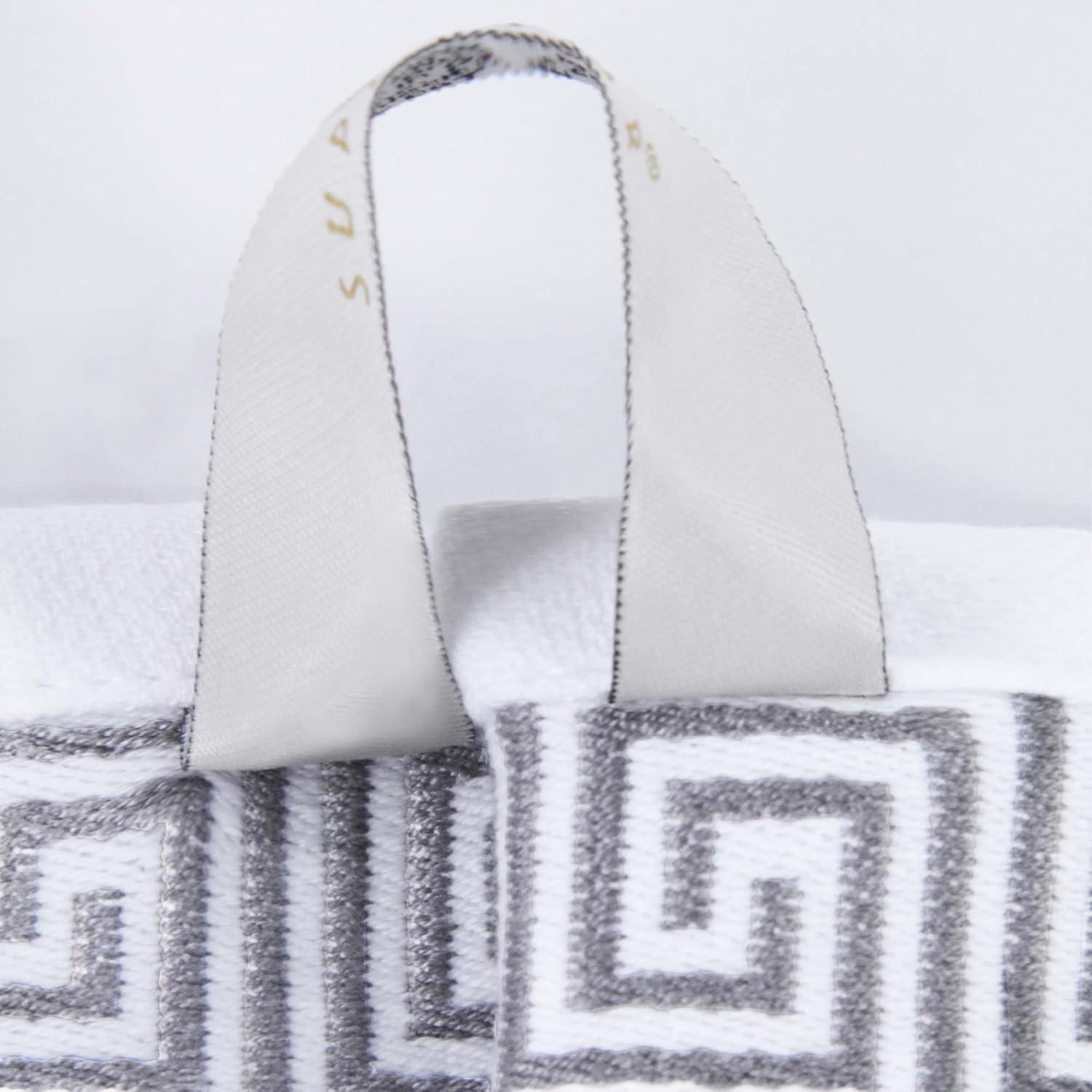 Superior Athens Cotton Medium Weight Floral Border Greek Key Trim 8 Piece Assorted Towel Set by Superior