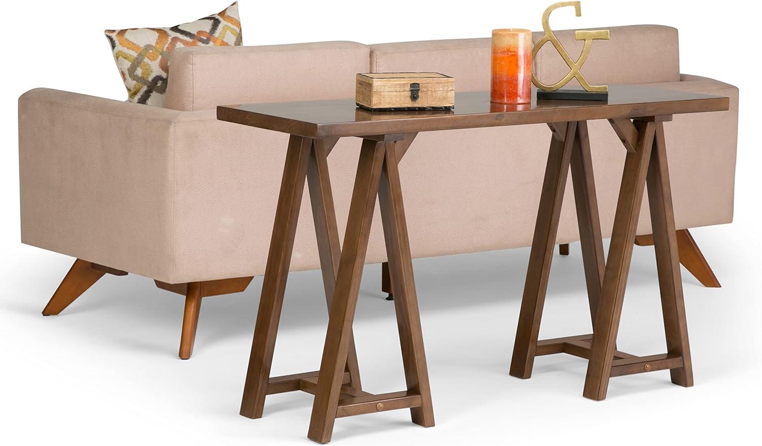 Simpli Home Sawhorse Console Sofa Table-Finish:Medium Saddle Brown