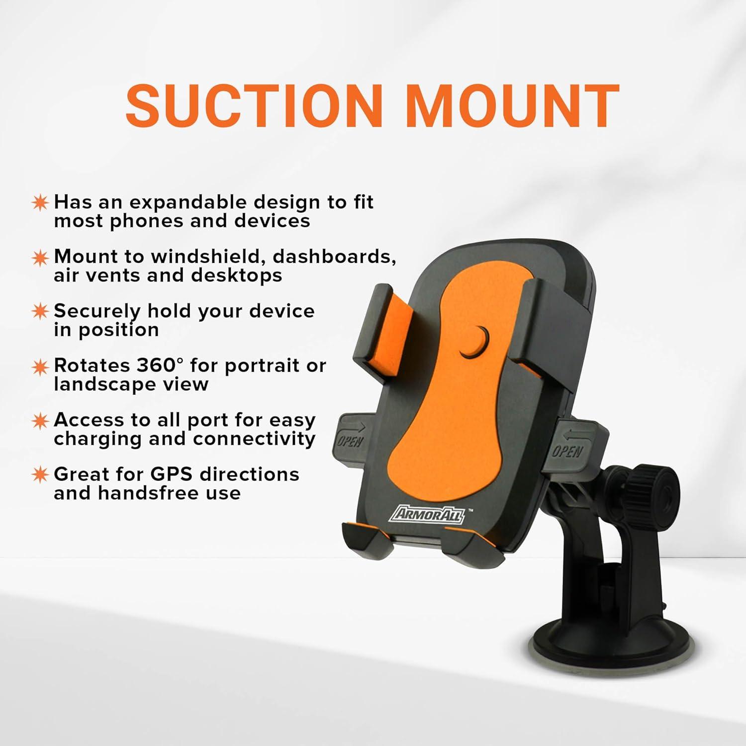Armor All Universal Smartphone Mount with Dashboard, Windshield and Air Vent Mounting Systems, Great for Phone Calls and GPS