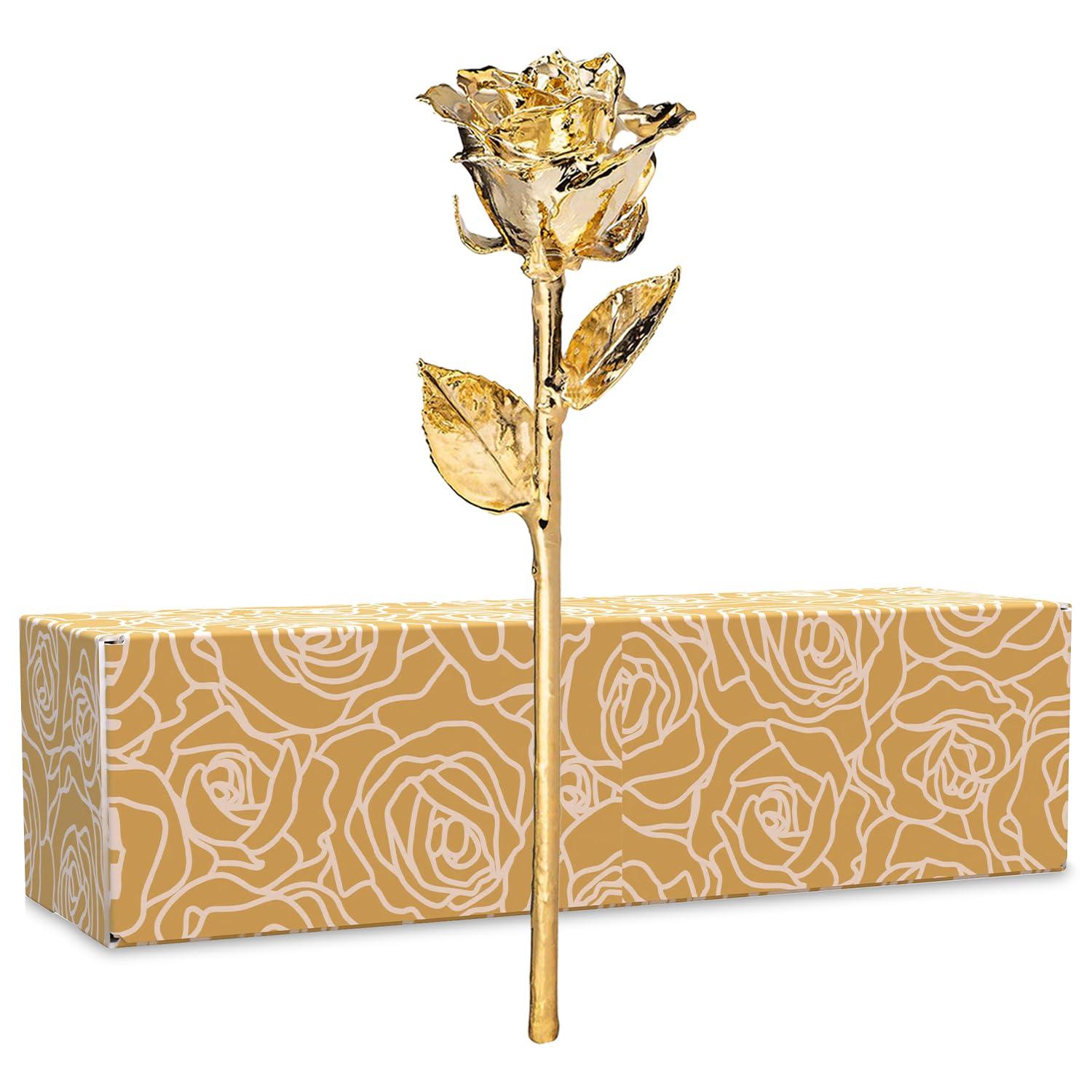 24K Gold Dipped Rose, Unique & Everlasting Real Hand Dipped in 24K Gold Rose, 11” to 12”