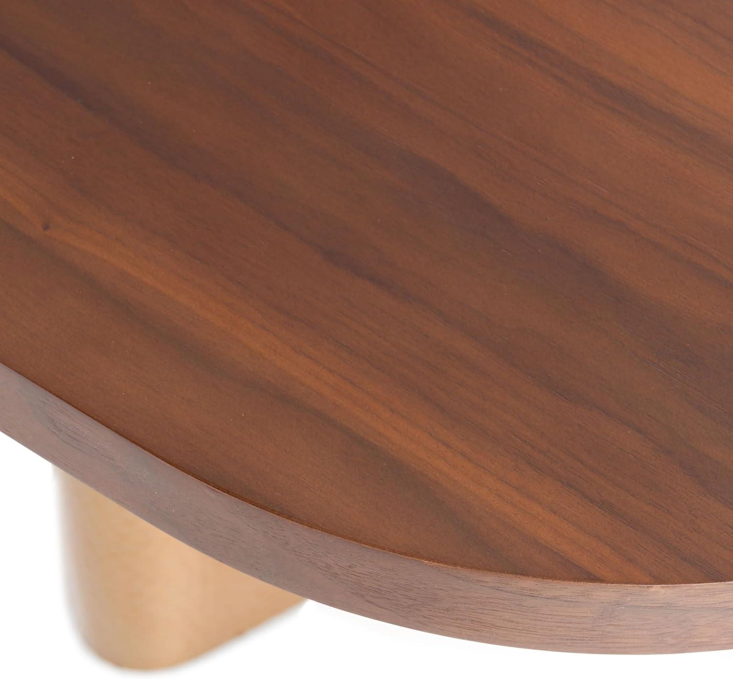 Walnut and Gold Rectangular Dining Table with Double Pedestal Base