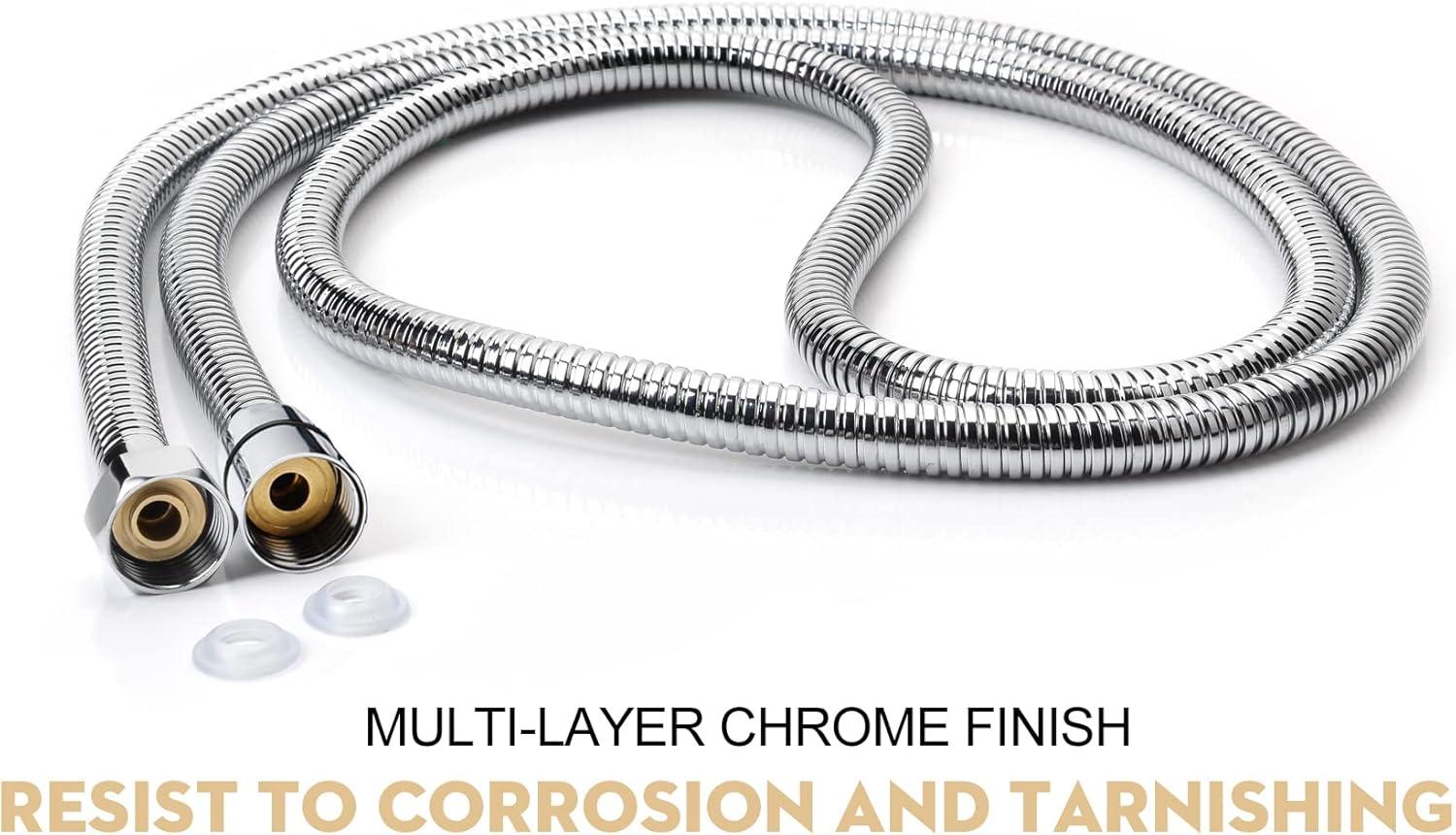 Shower Hose Extra Long 118 Inches Chrome Handheld Shower Head Hose with Brass Insert and Nut - Lightweight and Flexible