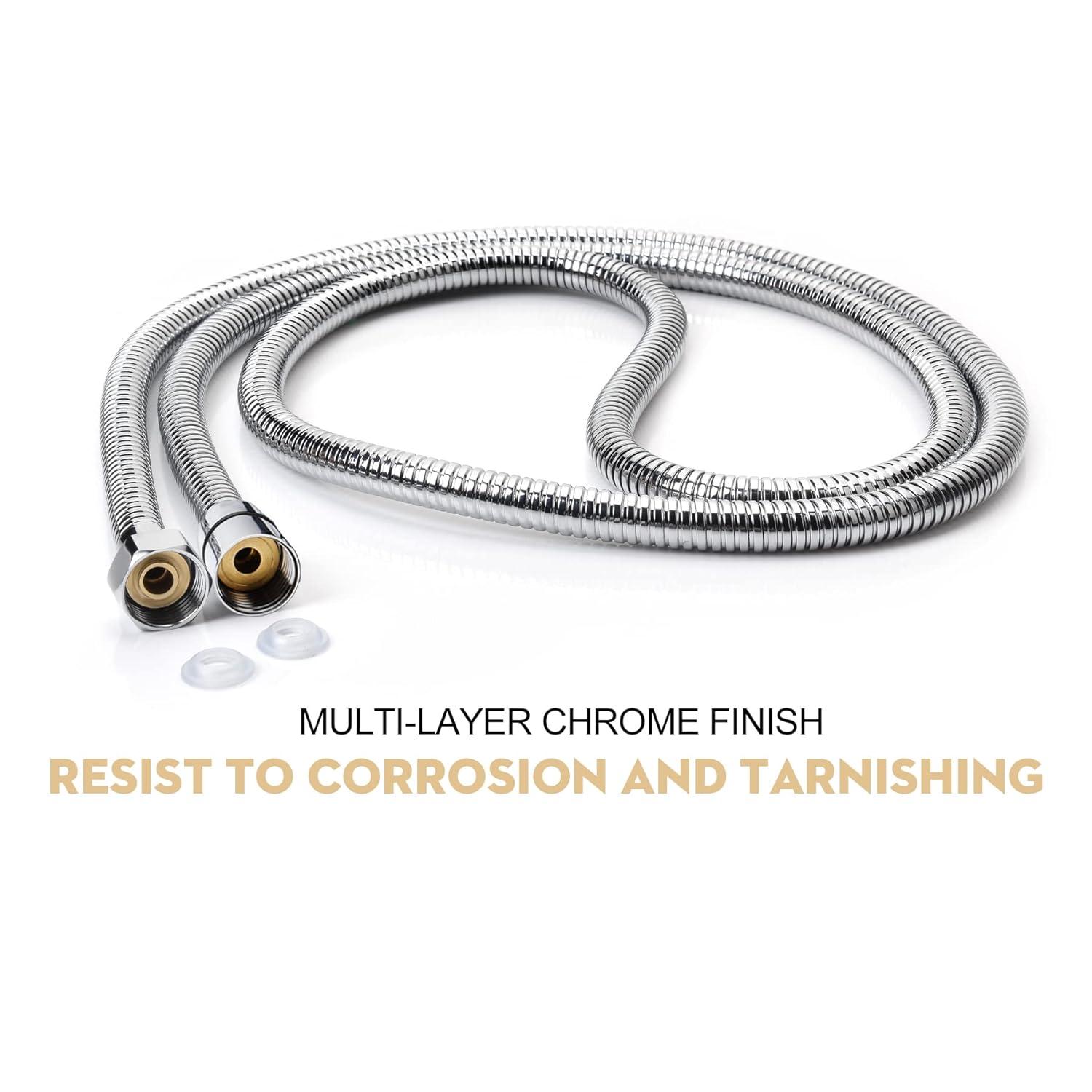 Shower Hose Extra Long 118 Inches Chrome Handheld Shower Head Hose with Brass Insert and Nut - Lightweight and Flexible