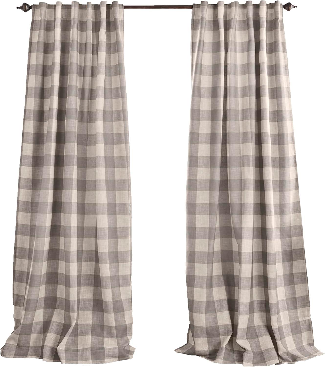 Elrene Grainger Buffalo Check Lined Room Darkening Single Window Curtain Panel - Elrene Home Fashions