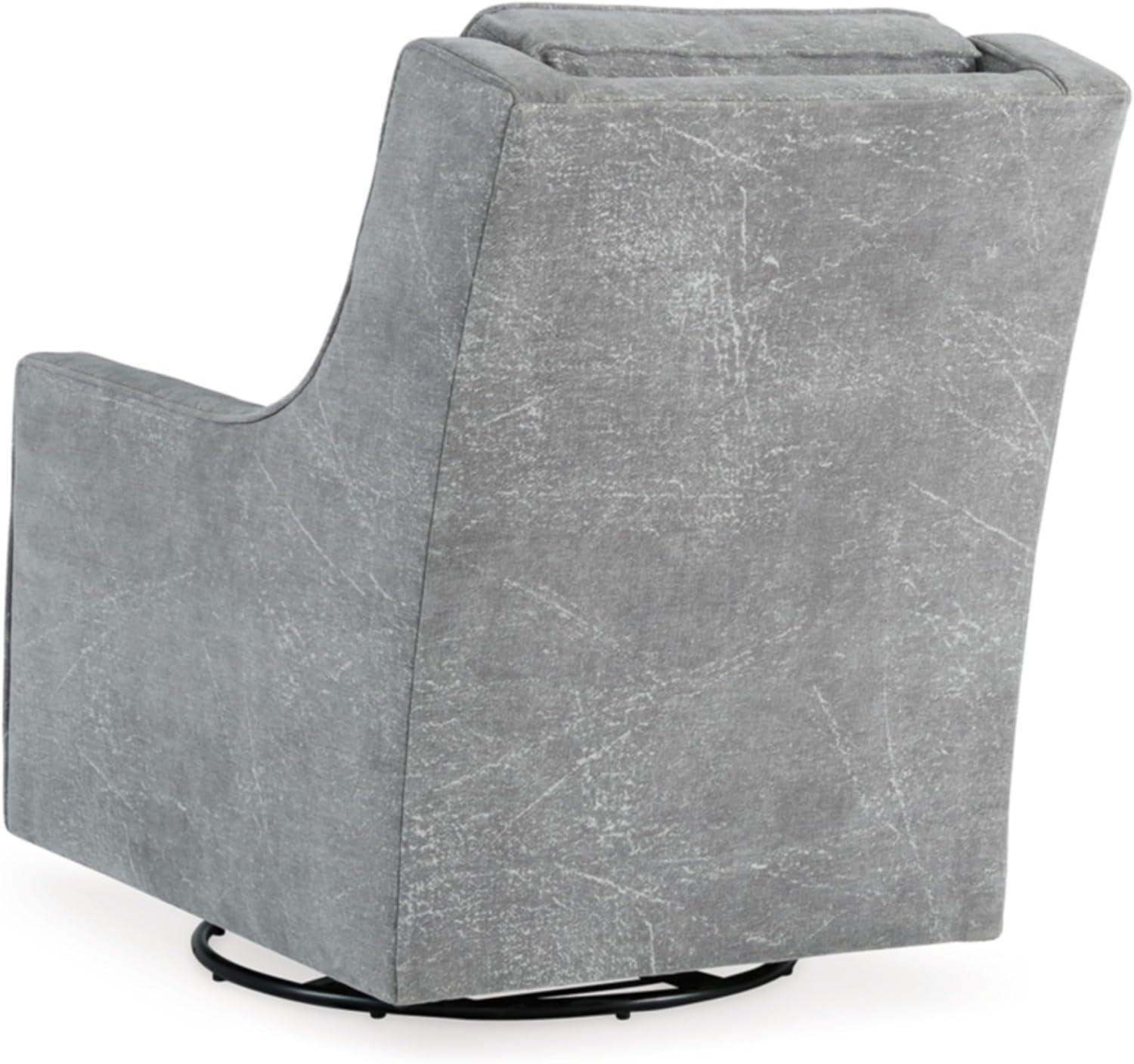 Gray Polyester Swivel Glider Accent Chair