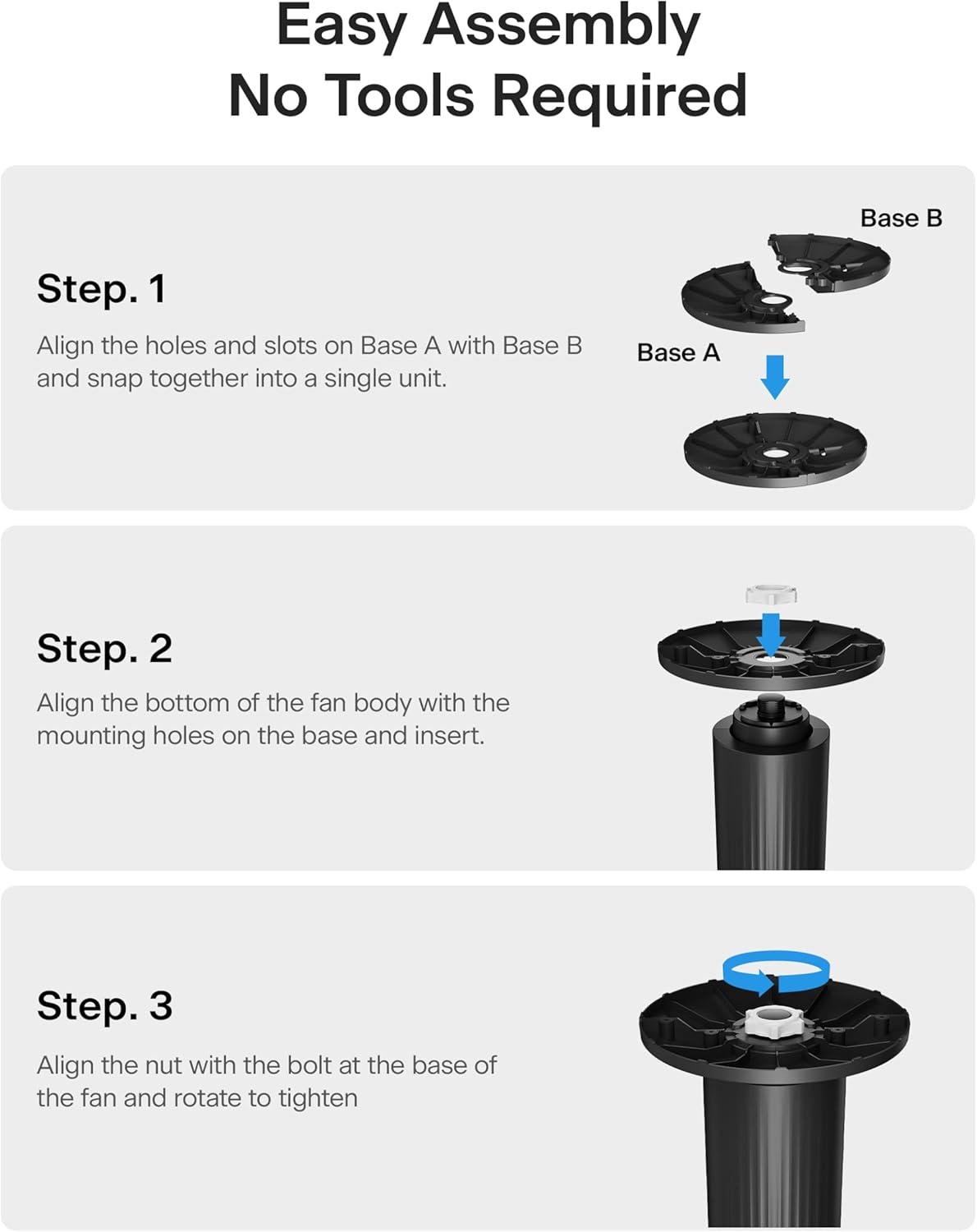 Pelonis 30-Inch Oscillating Tower Fan for Bedroom – 3 Speed, 37dB Quiet Tower Fan with Remote Control and 7-Hour Timer – ETL Certified, Black