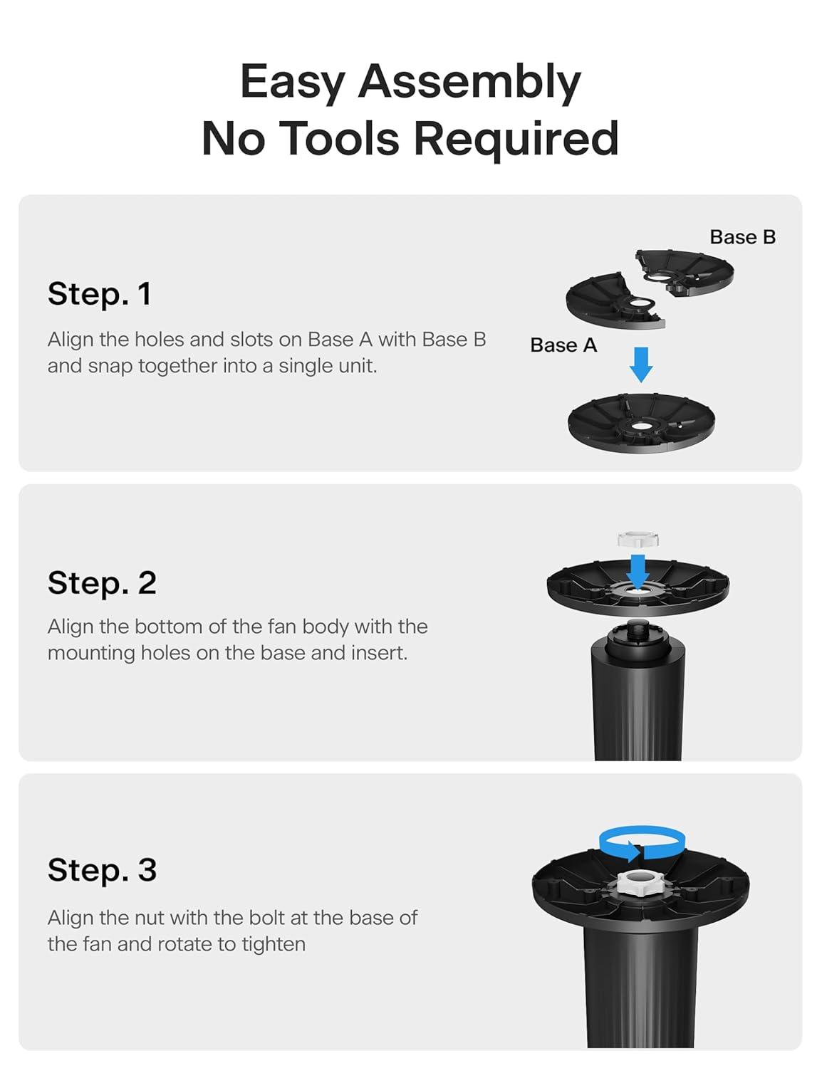 Pelonis 30-Inch Oscillating Tower Fan for Bedroom – 3 Speed, 37dB Quiet Tower Fan with Remote Control and 7-Hour Timer – ETL Certified, Black