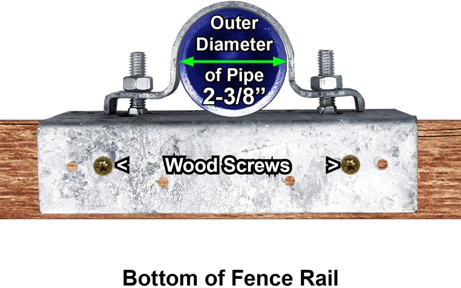 Jake Sales 2-3/8" Wood Fence to Round Steel Post Panel Attachment Adapter Bracket: Galvanized Steel, Adjustable Clamp, Resists Rusting