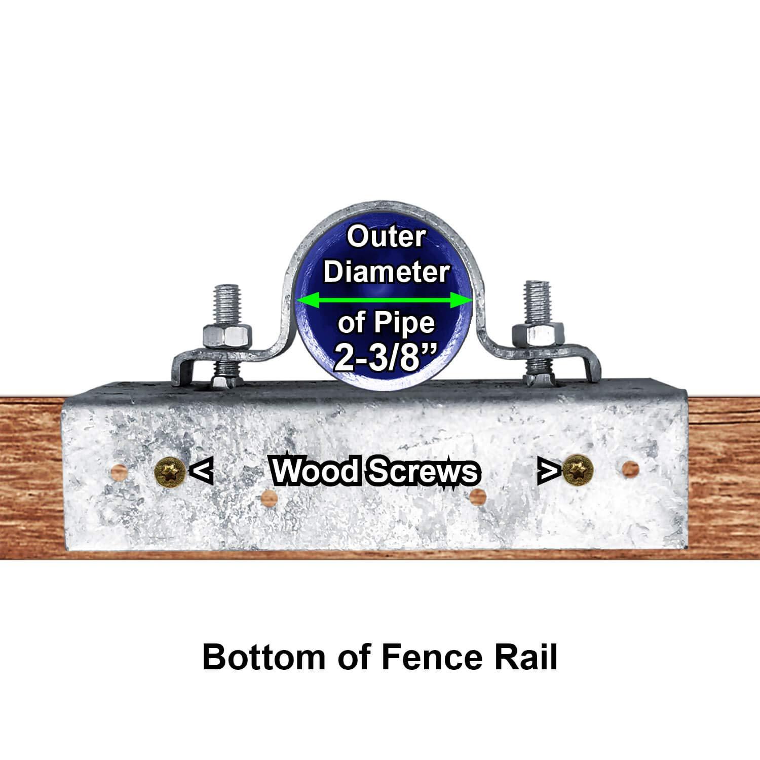 Jake Sales 2-3/8" Wood Fence to Round Steel Post Panel Attachment Adapter Bracket: Galvanized Steel, Adjustable Clamp, Resists Rusting