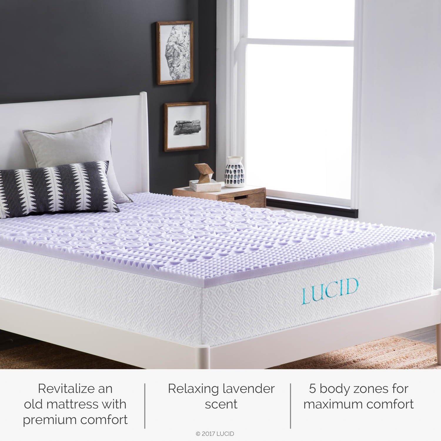 2" Zoned Lavender Memory Foam Mattress Topper