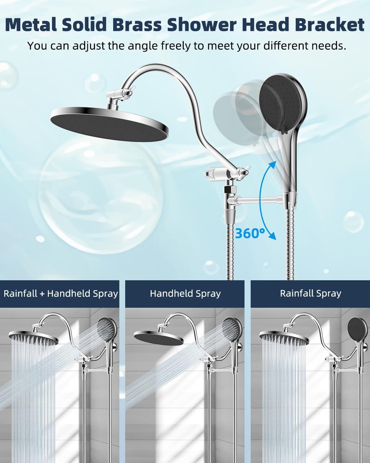 Chrome Adjustable Height Dual Shower Head with Handheld