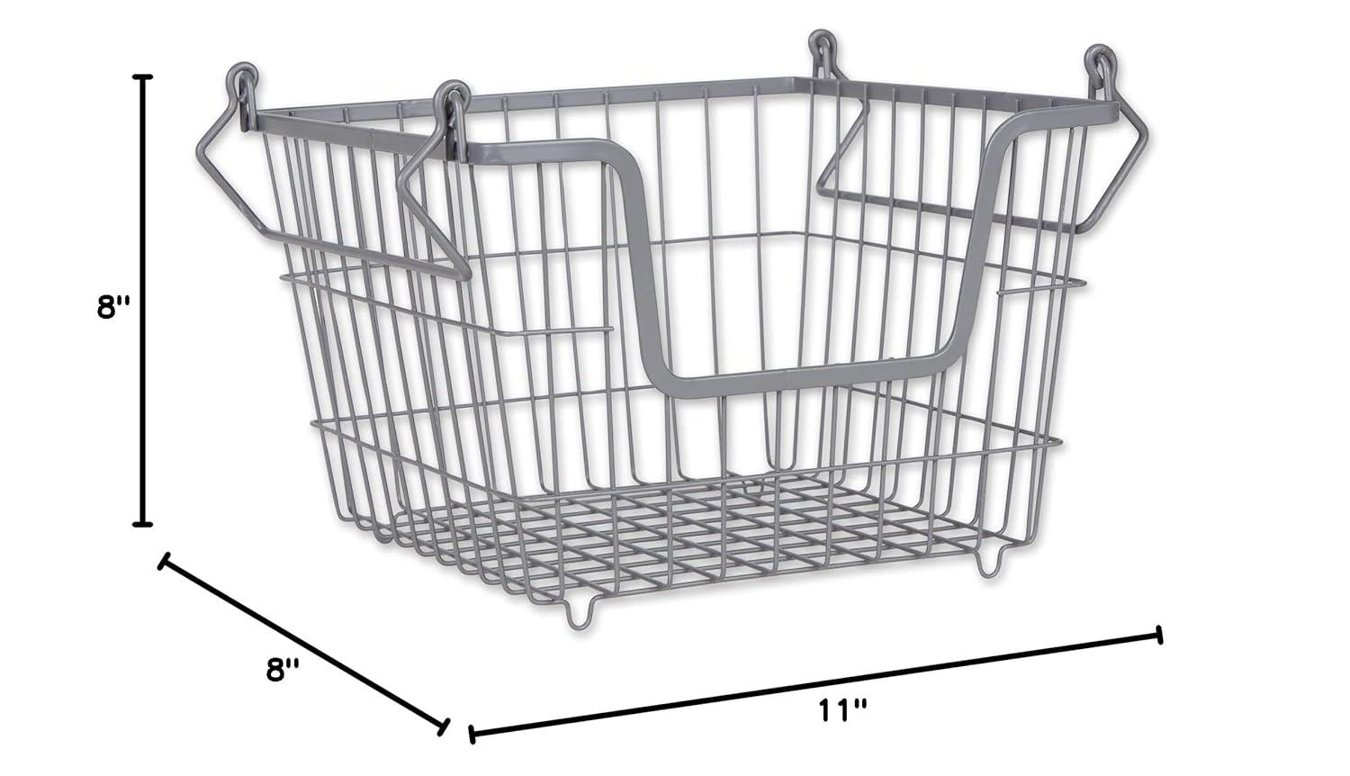 DII Metal Wire Mesh Stackable Utility Storage Bin, Medium, 11x11x8", Black