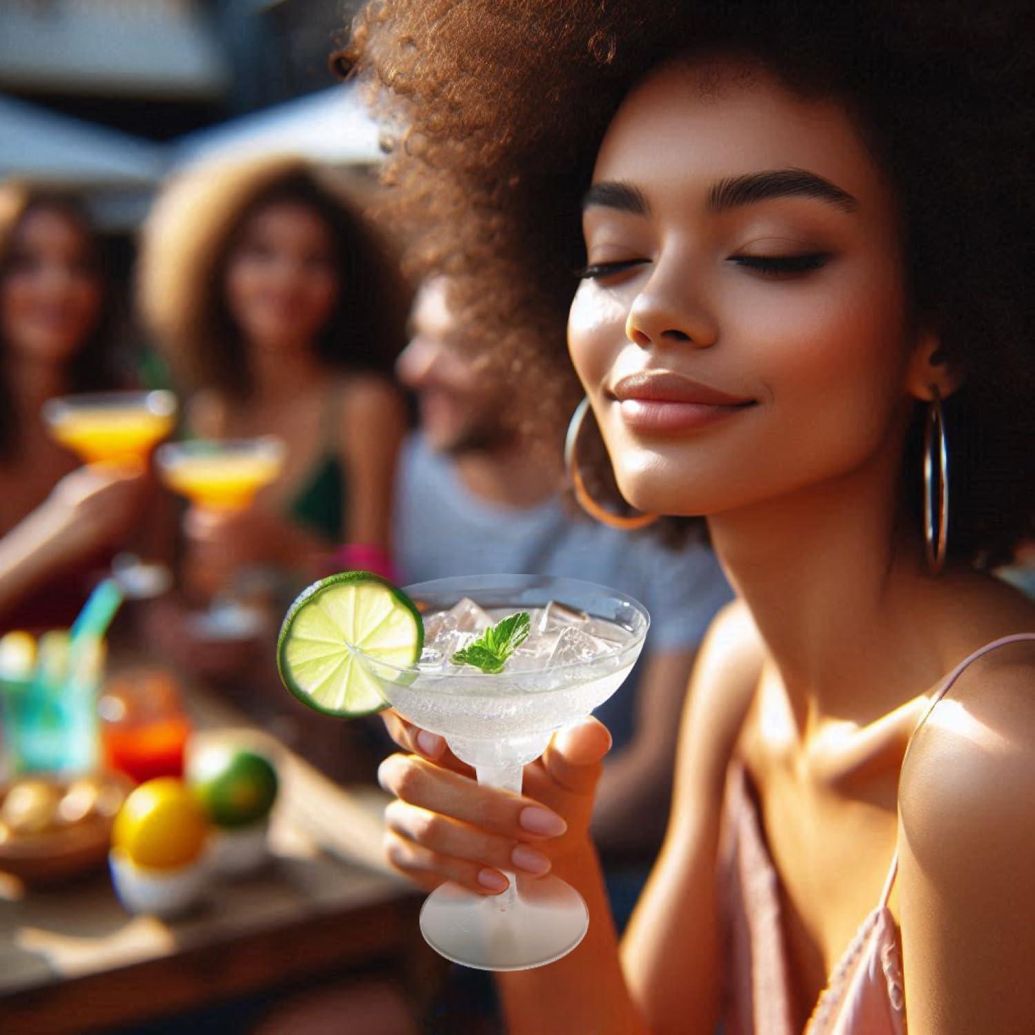 Party Essentials 10 Count Hard Plastic Two-Piece Margarita Glasses, 12-Ounce, Clear