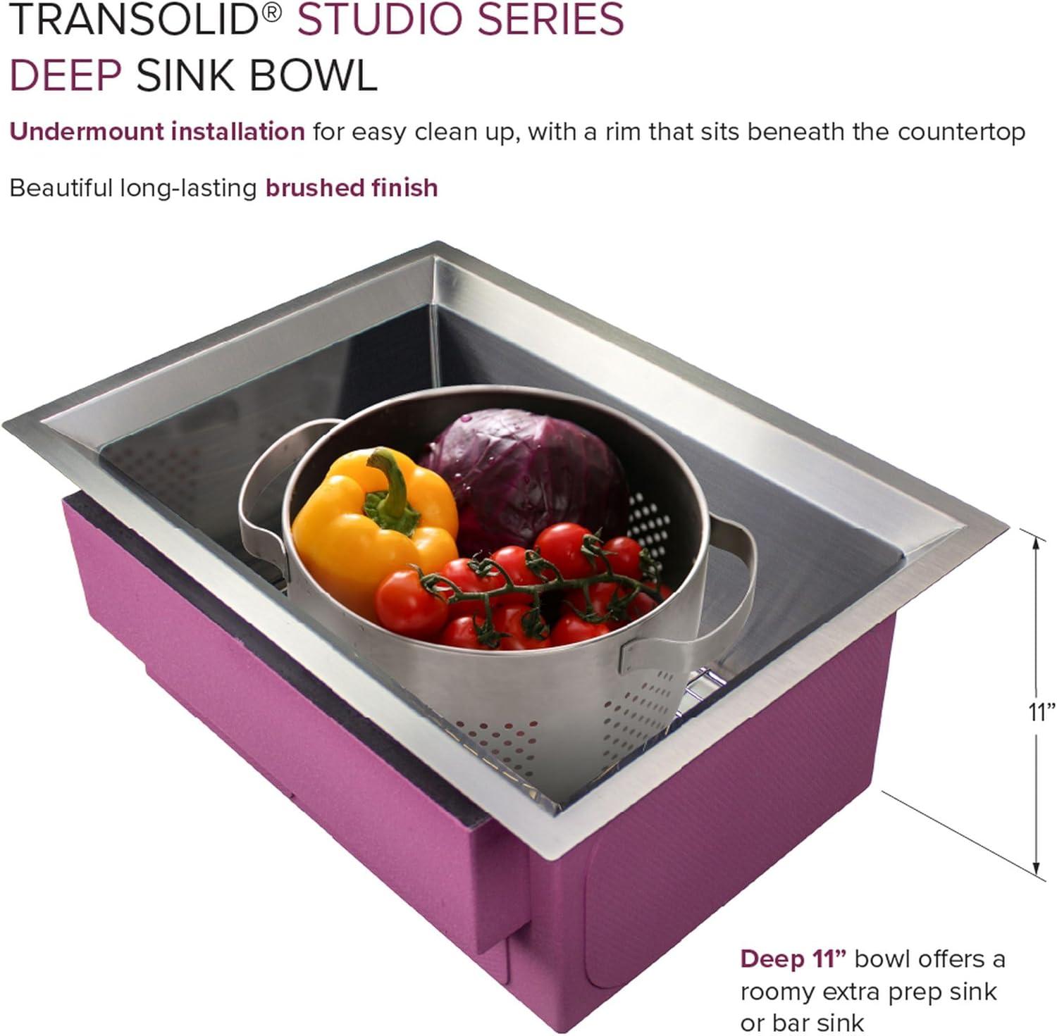 Transolid Studio 26-in x 19-in x 11-in Undermount Stainless Kitchen Sink, SinkPocket, Grid, Strainer