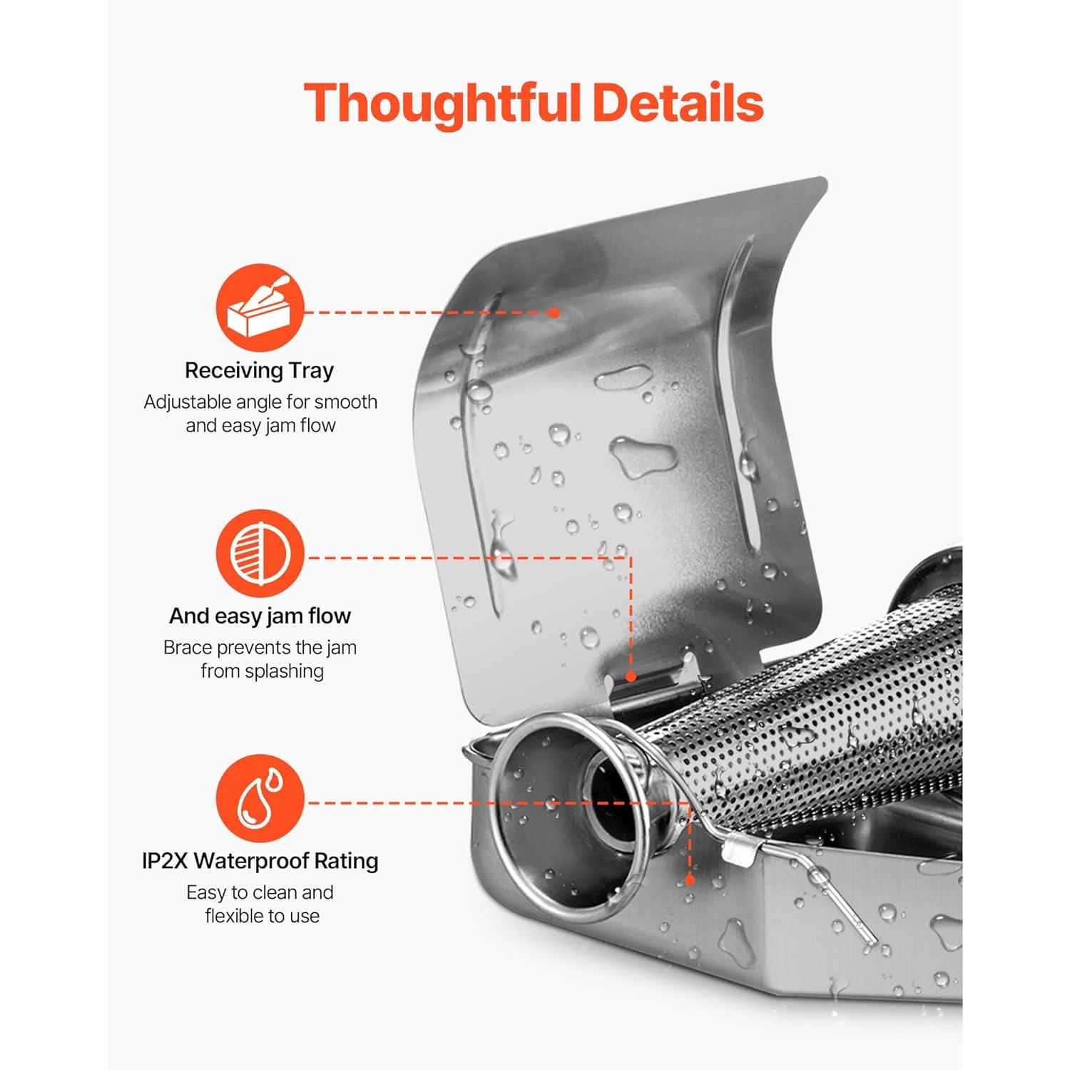 Stellweilan Tessberg 110V Electric Tomato Strainer 370W Commercial Grade Tomato Milling Machine Stainless Steel Tomato Press and Strainer 90-160 Kg/H Pure Copper Motor Food Strainer and Sauce Maker