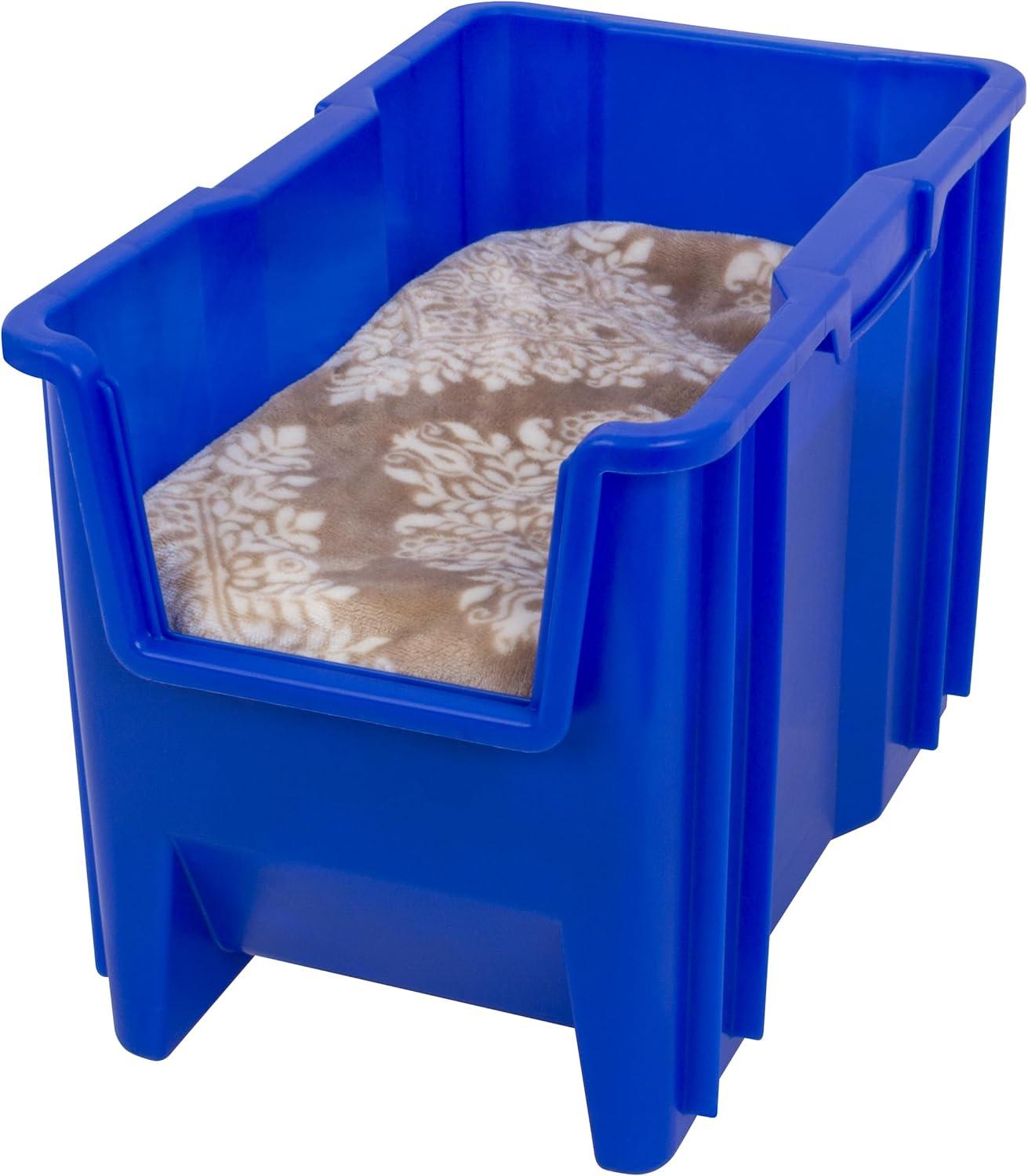 Blue Heavy Duty Stackable Plastic Storage Bin with Handle