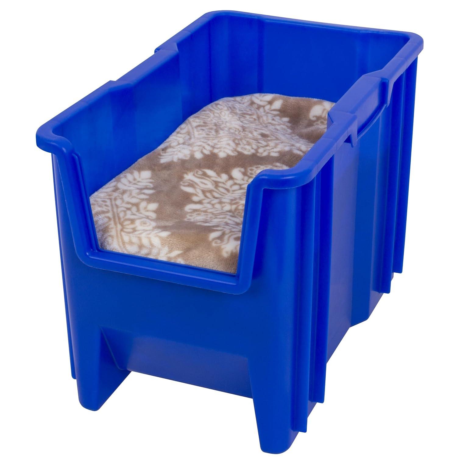 Akro-Mils Stak-N-Store 13014 Large Storage Bins Stackable Heavy Duty Containers, 17.5"x11"x12.5", Blue, 4-Pack