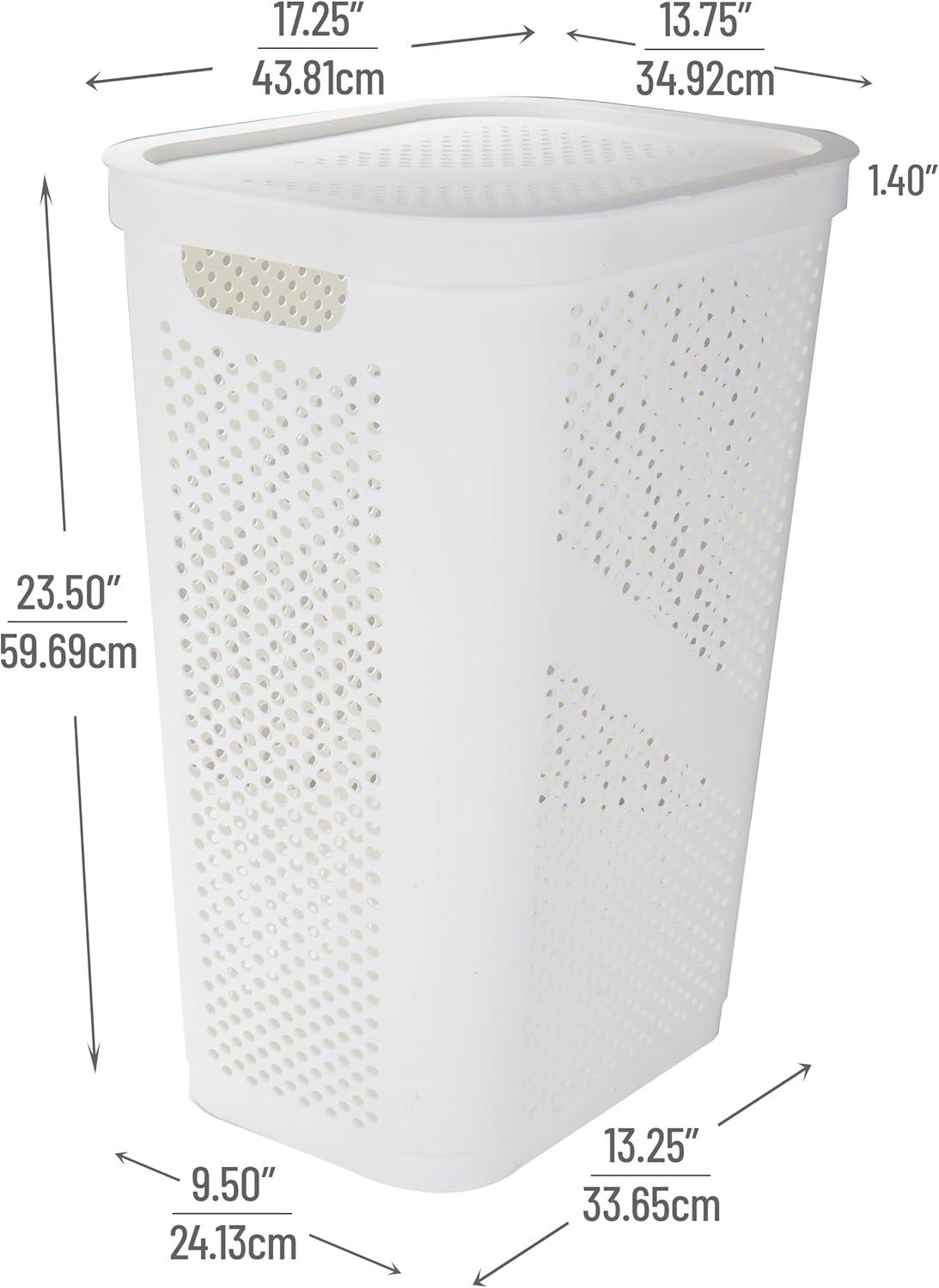 Mind Reader Mind Reader 60L Slim Laundry Hamper, Clothes Basket, Lid, Ventilated, Plastic, 17.25"L x 13.75"W x 23.5"H, 2-Pack