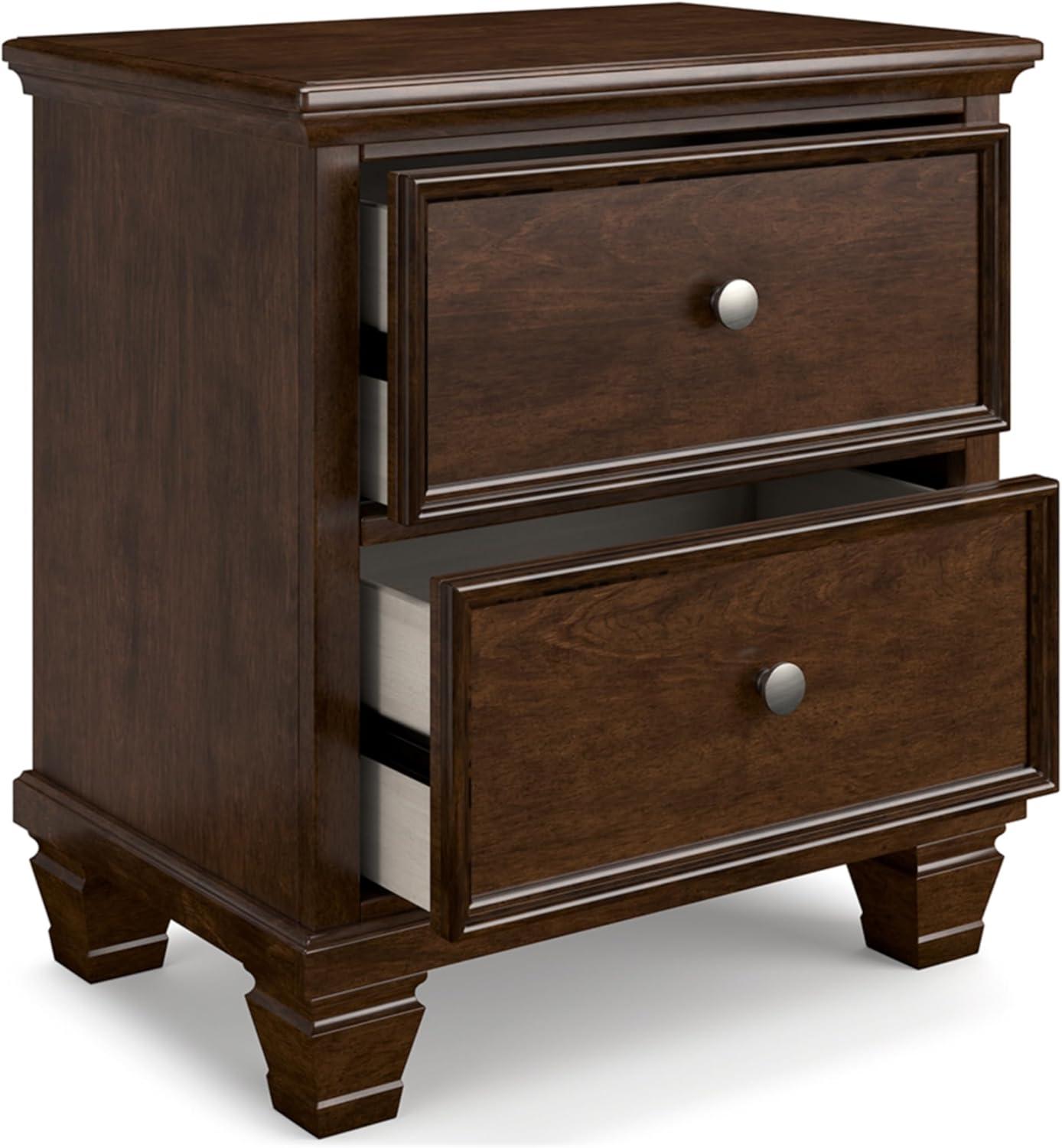 Black Hardwood 2-Drawer Nightstand with Satin Nickel Knobs