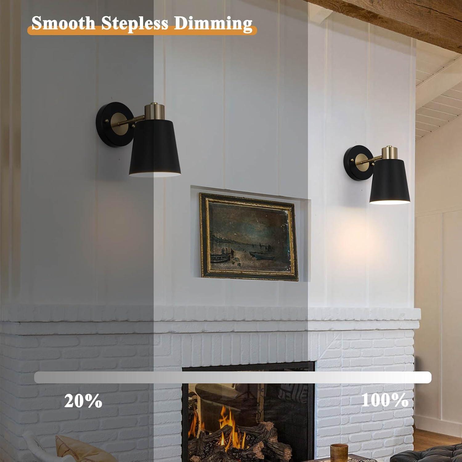 Battery Operated Wall Sconce Set of Two, Modern with Remote Control Dimmable Wall Lighting Indoor