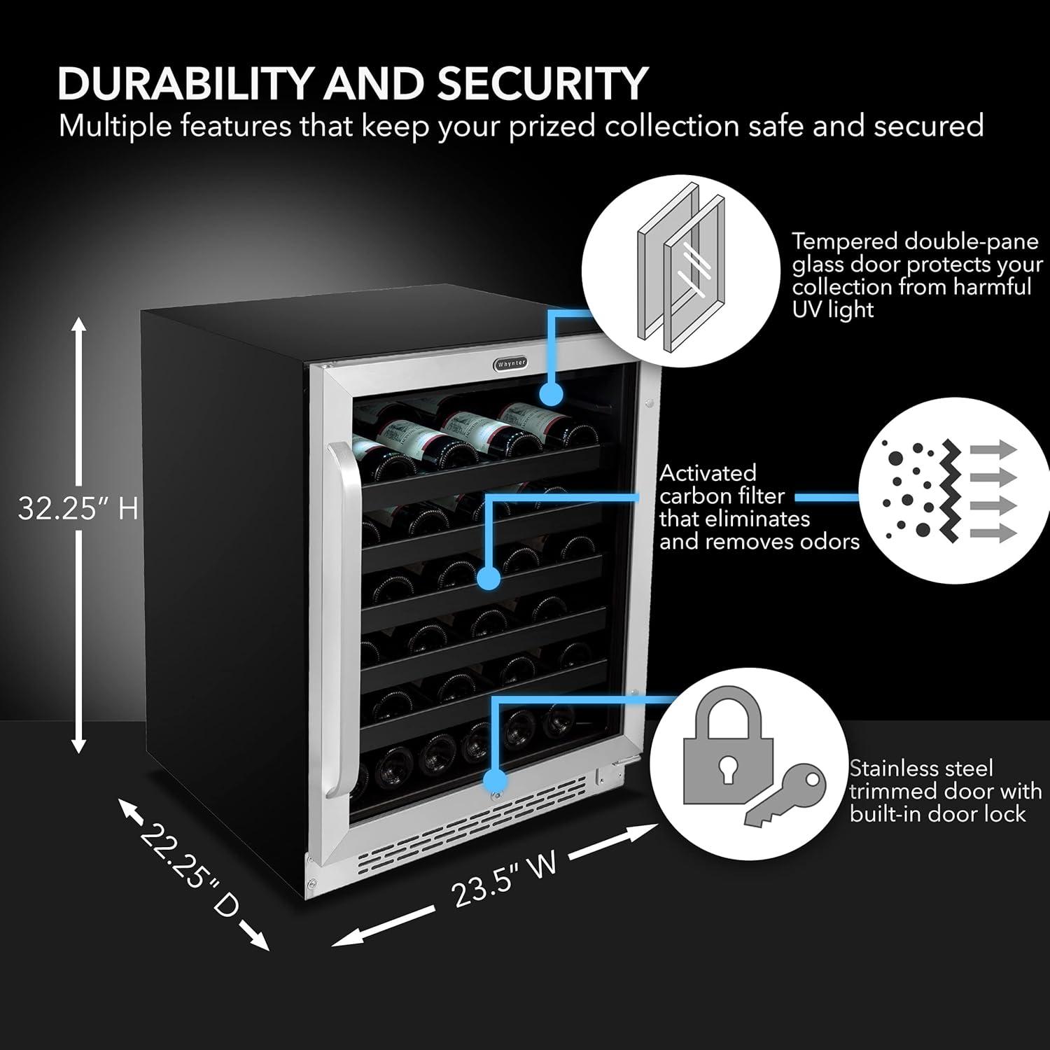 24-Inch Stainless Steel Built-In Undercounter Wine Refrigerator with Digital Control