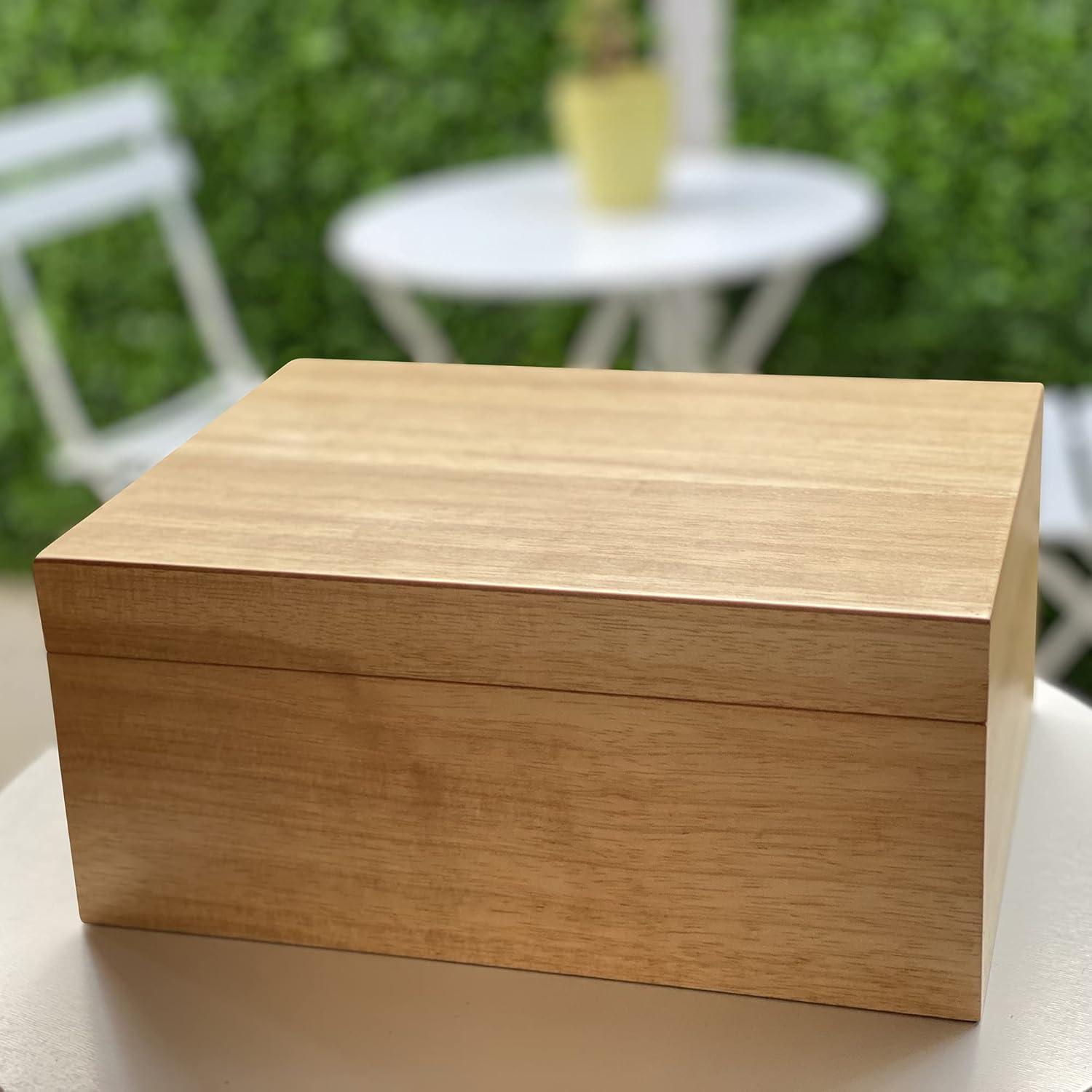 Black Wooden Storage Box with Hinged Lid and Locking Key- Large Keepsake Box with Lock - Wood Chest with Matte Finish - Store Jewelry Keepsakes Photos Gift Boxes (Black)