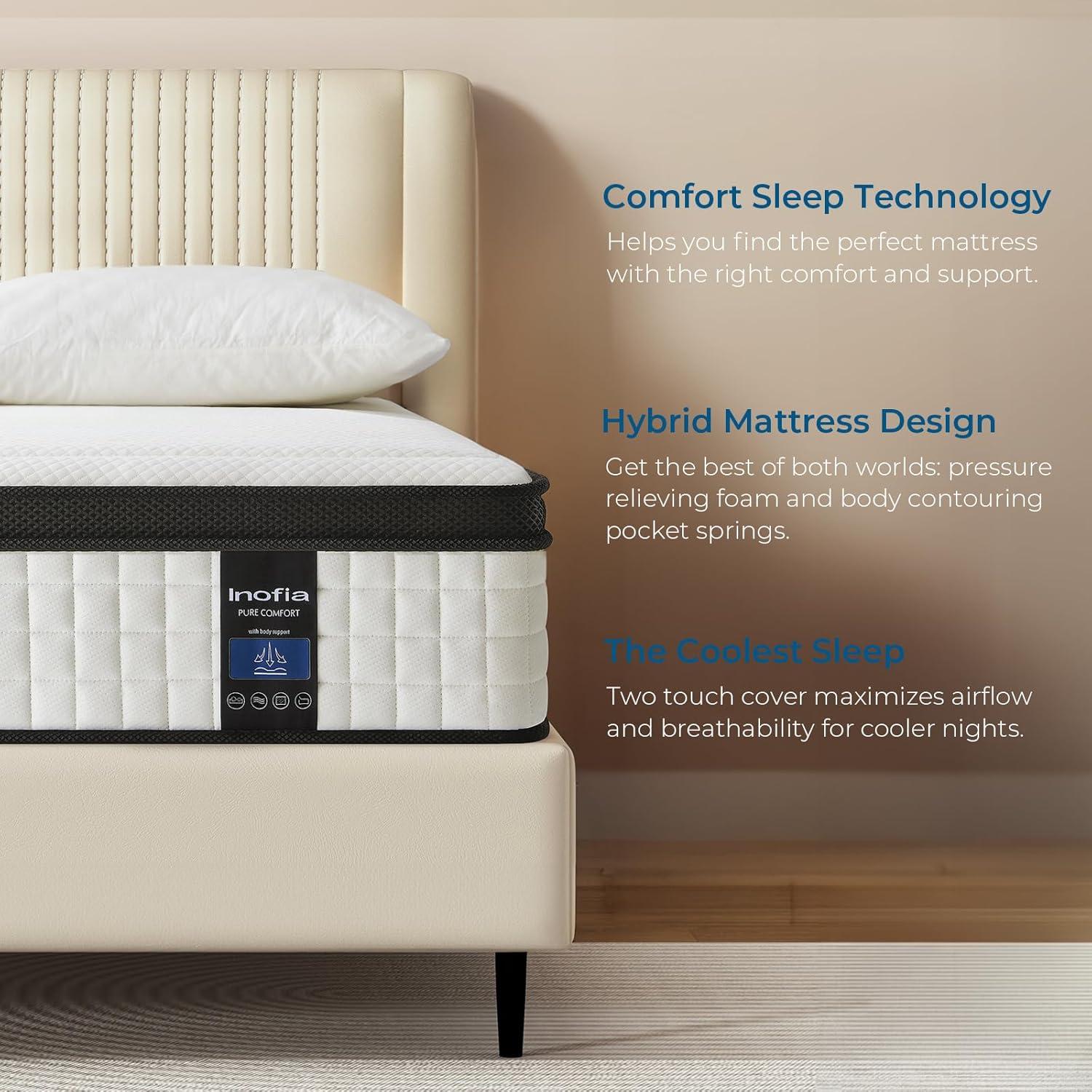 Inofia Twin XL 10 Inch Hybrid Innerspring Mattress