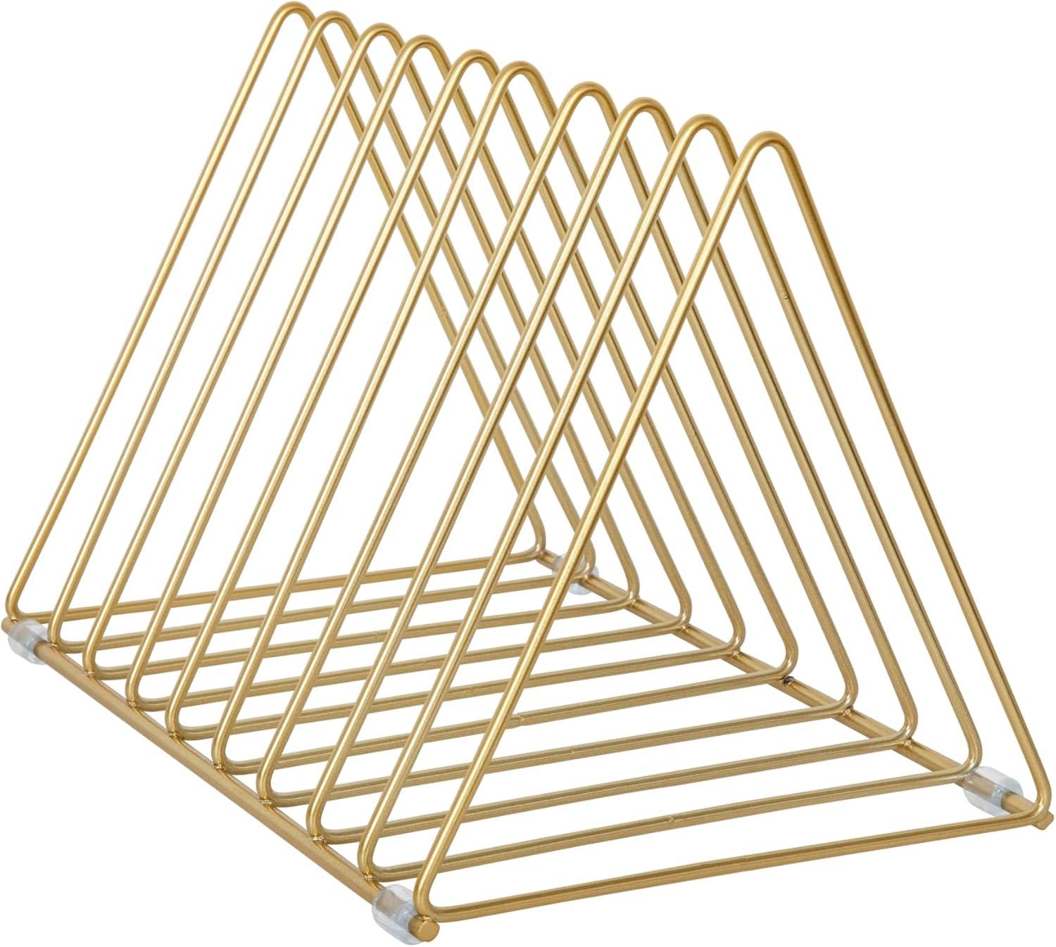 Gold Mesh Metal 9 Slot Triangle Magazine File Holder