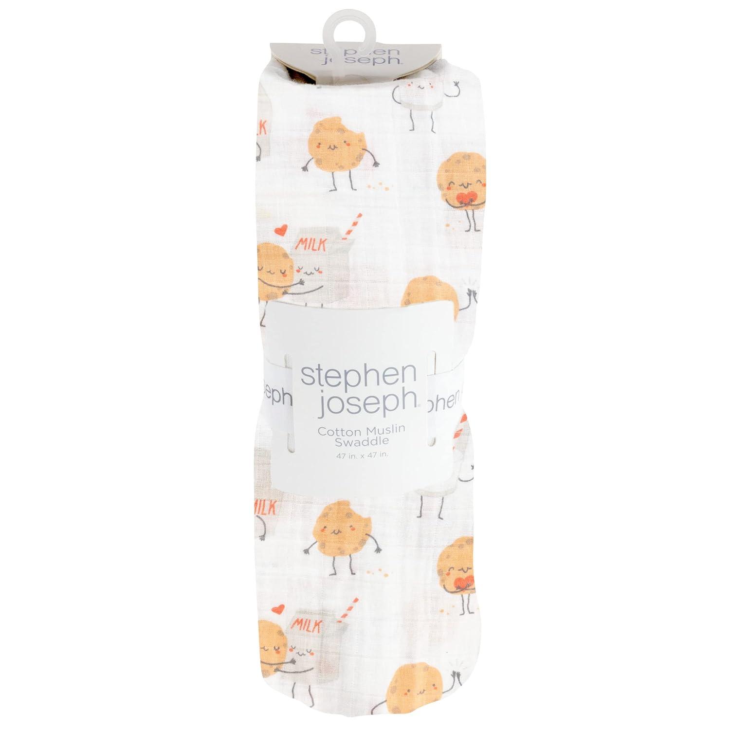 Stephen Joseph, Muslin Swaddle Blanket for Baby Girls and Boys, Newborn Receiving Blanket for Swaddling, 100% Cotton Baby Swaddle Wrap, Receiving Swaddle Wrap, 47 x 47 inches