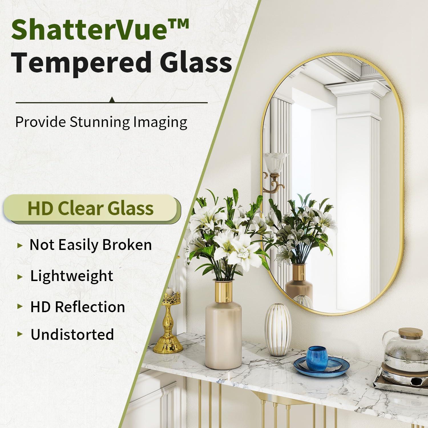 Oval Mirror, 20 X 36 Inch Black Bathroom Mirror, Oval Mirror for Bathroom, Black Vanity Mirror for Wall, Entryway, Living Room, Wall Mount Mirrors Hangs Vertical or Horizontal