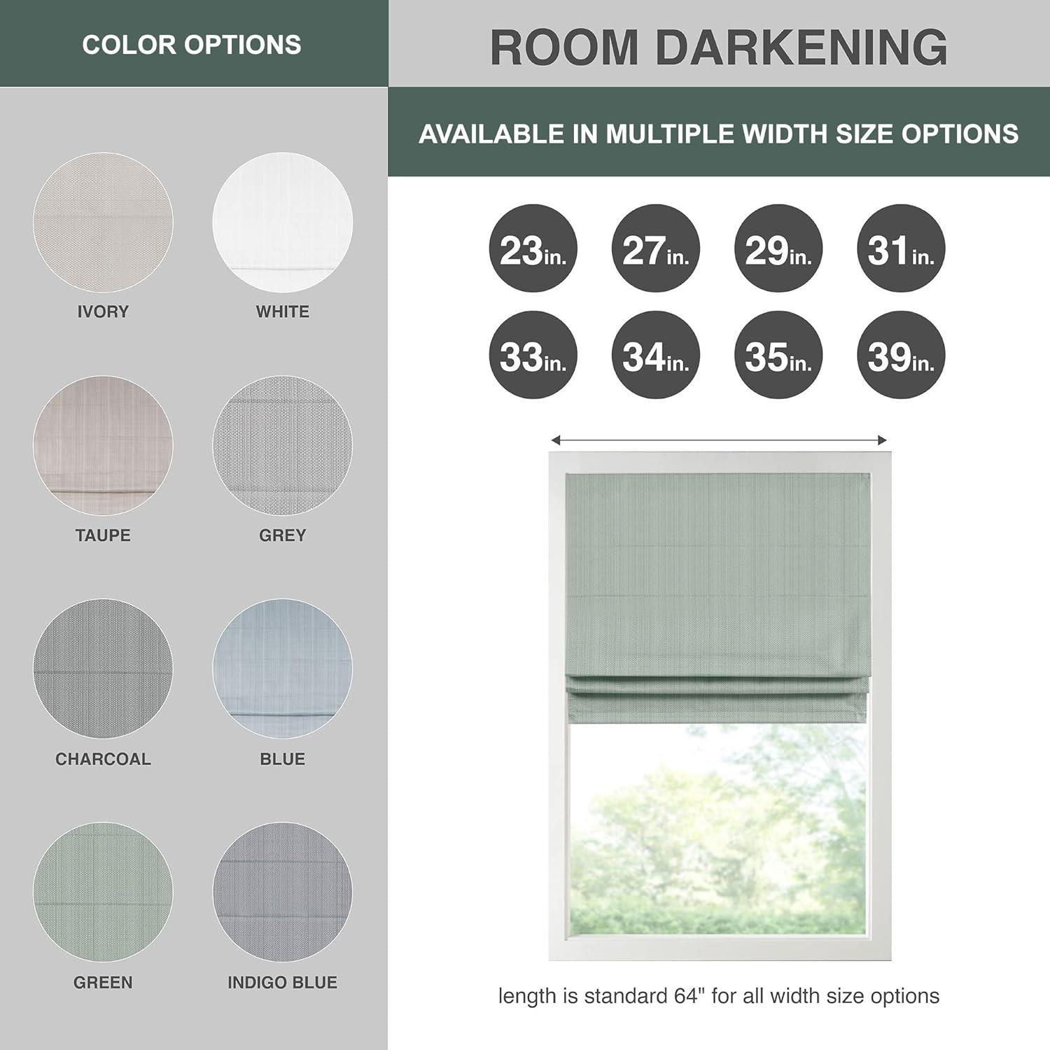 Madison Park Galen Basketweave Room Darkening Cordless Roman Shade Single Window Panel in Indigo Blue, 34"x64"