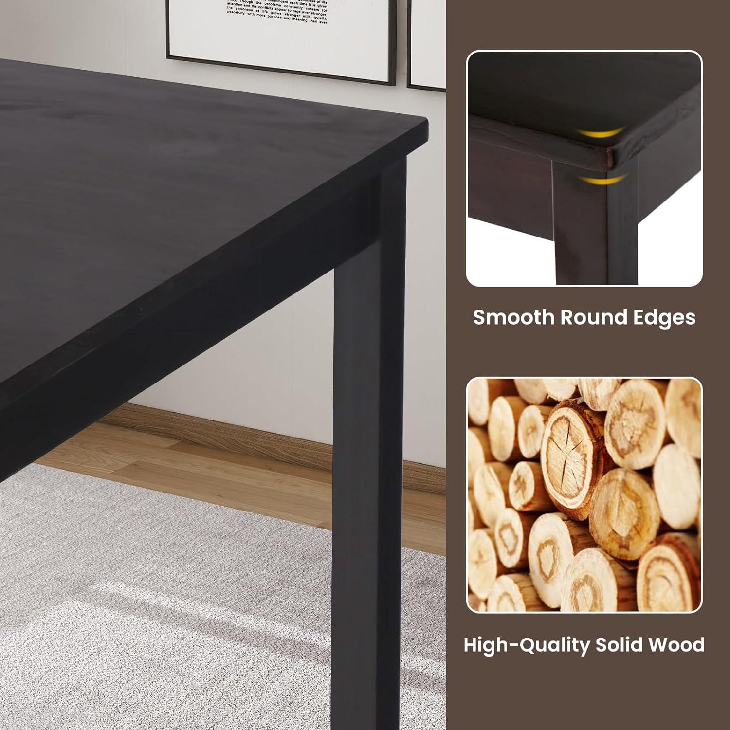 Verabella 5 Piece Dining Table Set Kitchen Table and Chairs for Modern Wooden Rectangular Dining Room Table with 4 Chairs for Kitchen, Restaurant, Small Space, Dark Brown