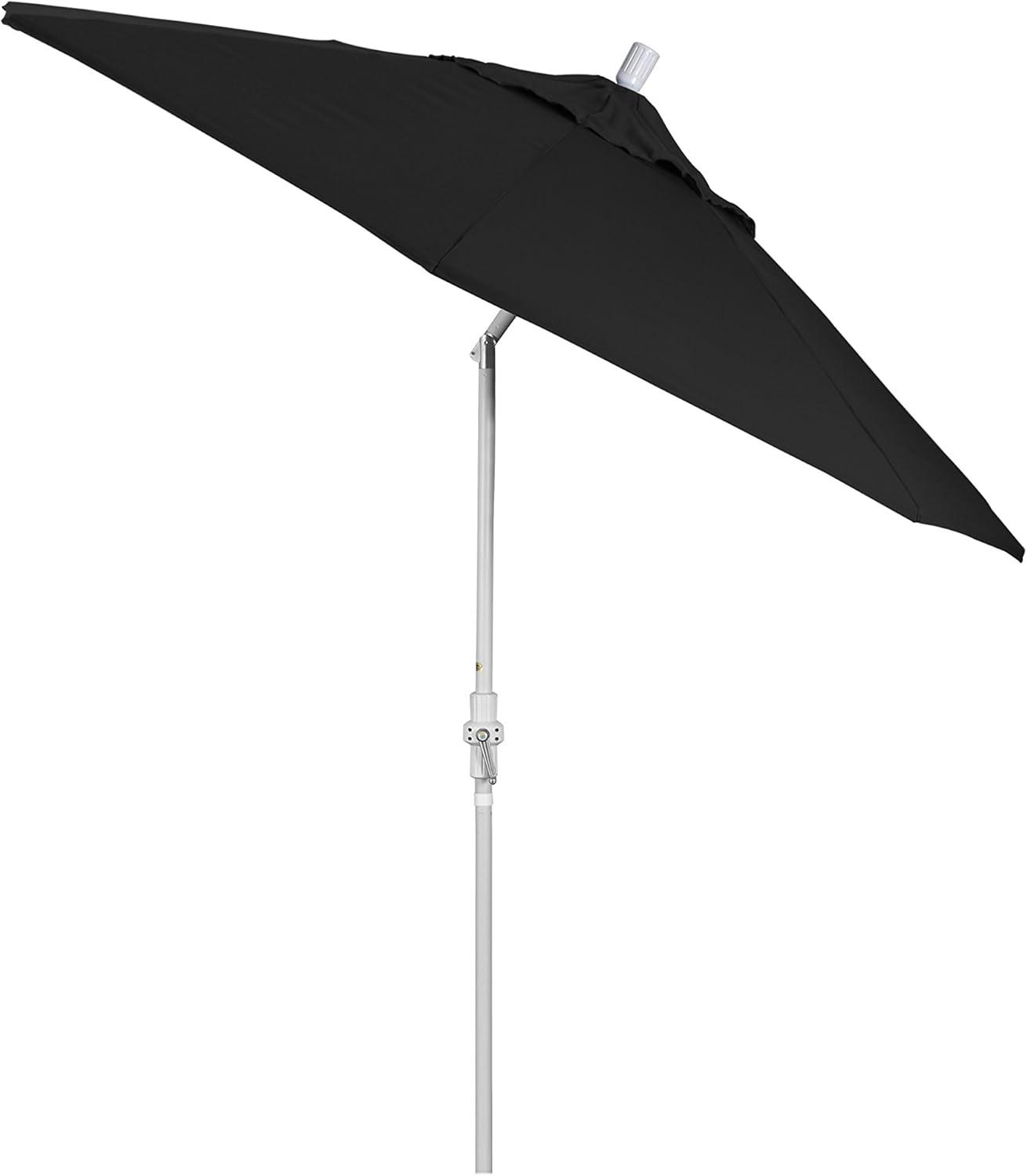 California Umbrella 9 Ft. Octagonal Aluminum Collar Tilt Patio Umbrella W/ Crank Lift & Fiberglass Ribs - Matted White Frame / Olefin Black Canopy