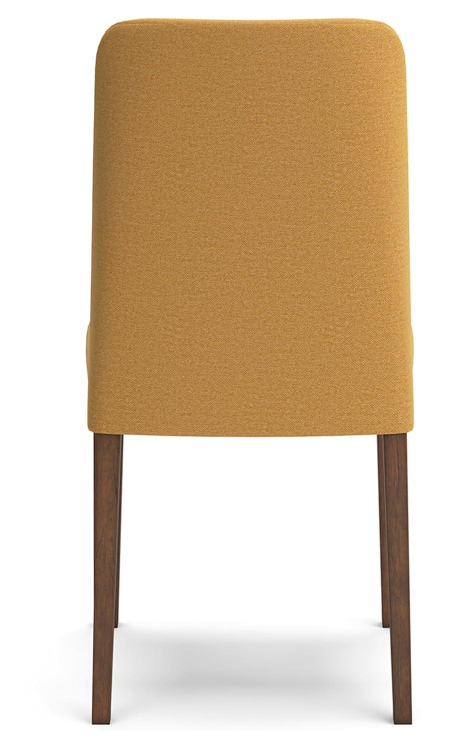 Mustard Yellow and Brown Upholstered Wood Side Chair Set