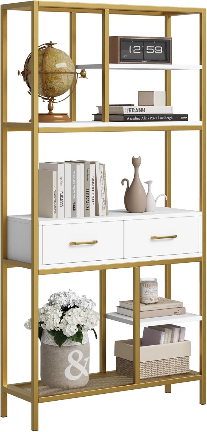 Book Shelf, Tall Bookcase with Storage, 6-Tier Wood Large Bookshelf for Home Office and Living Room, White