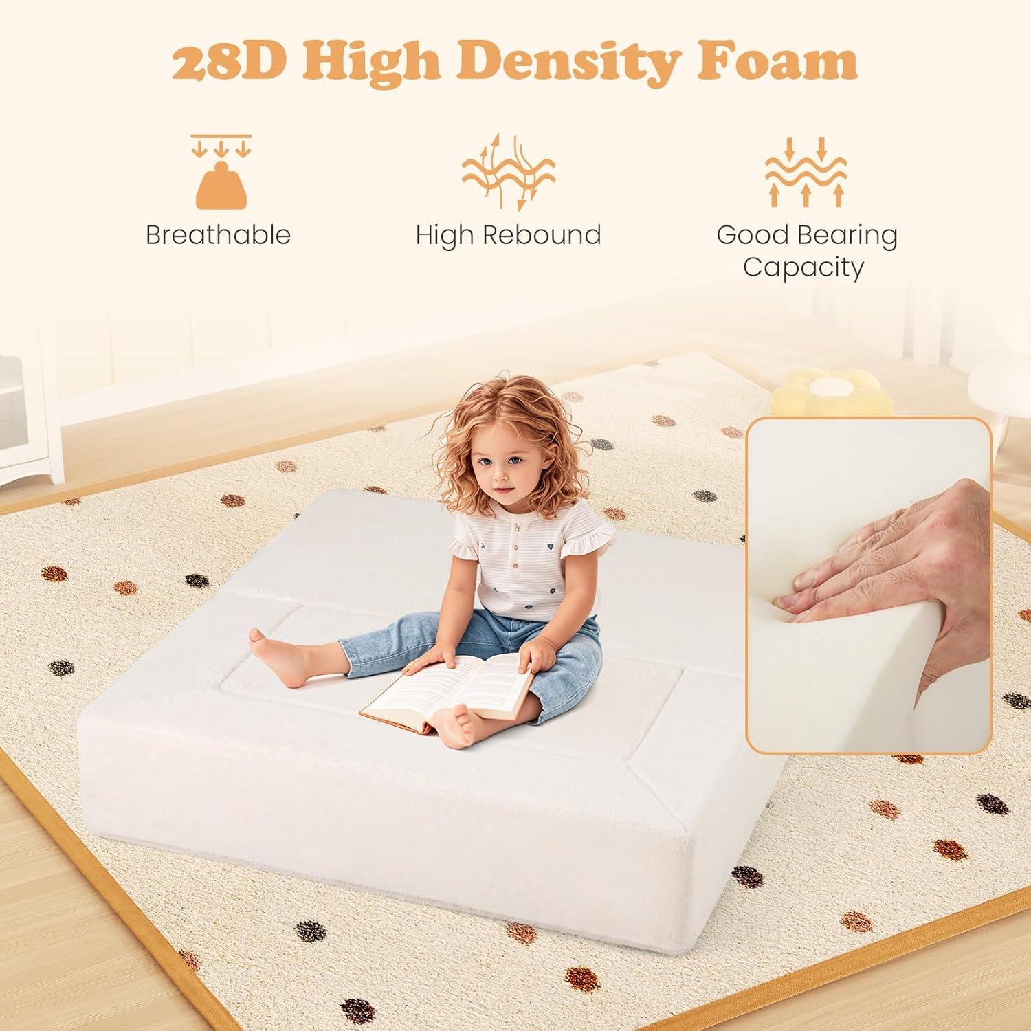 OLAKIDS Modular Kids Play Couch, Toddler Sectional Fort Building Sofa for Playroom, Bedroom, Convertible Soft Foam Furniture Playset and Floor Cushion for Boys and Girls