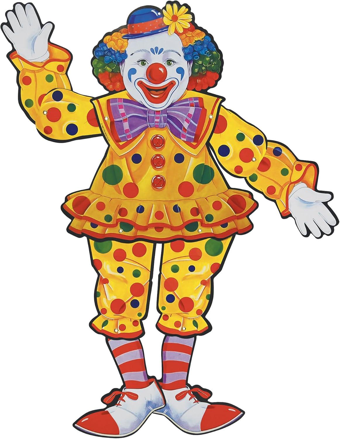 Colorful 30" Cardstock Circus Clown Wall Decoration
