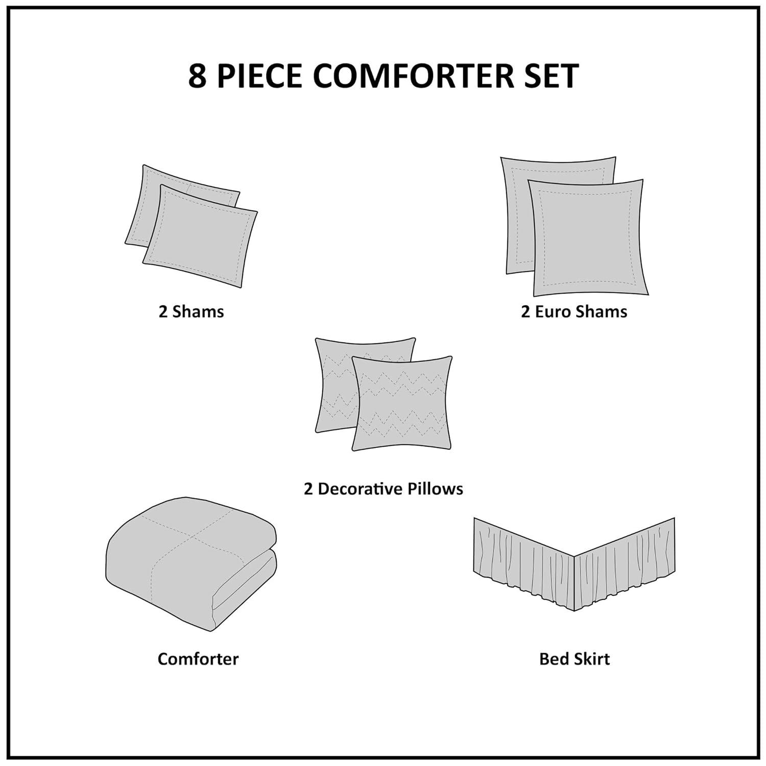 8 Piece Jacquard Comforter Set