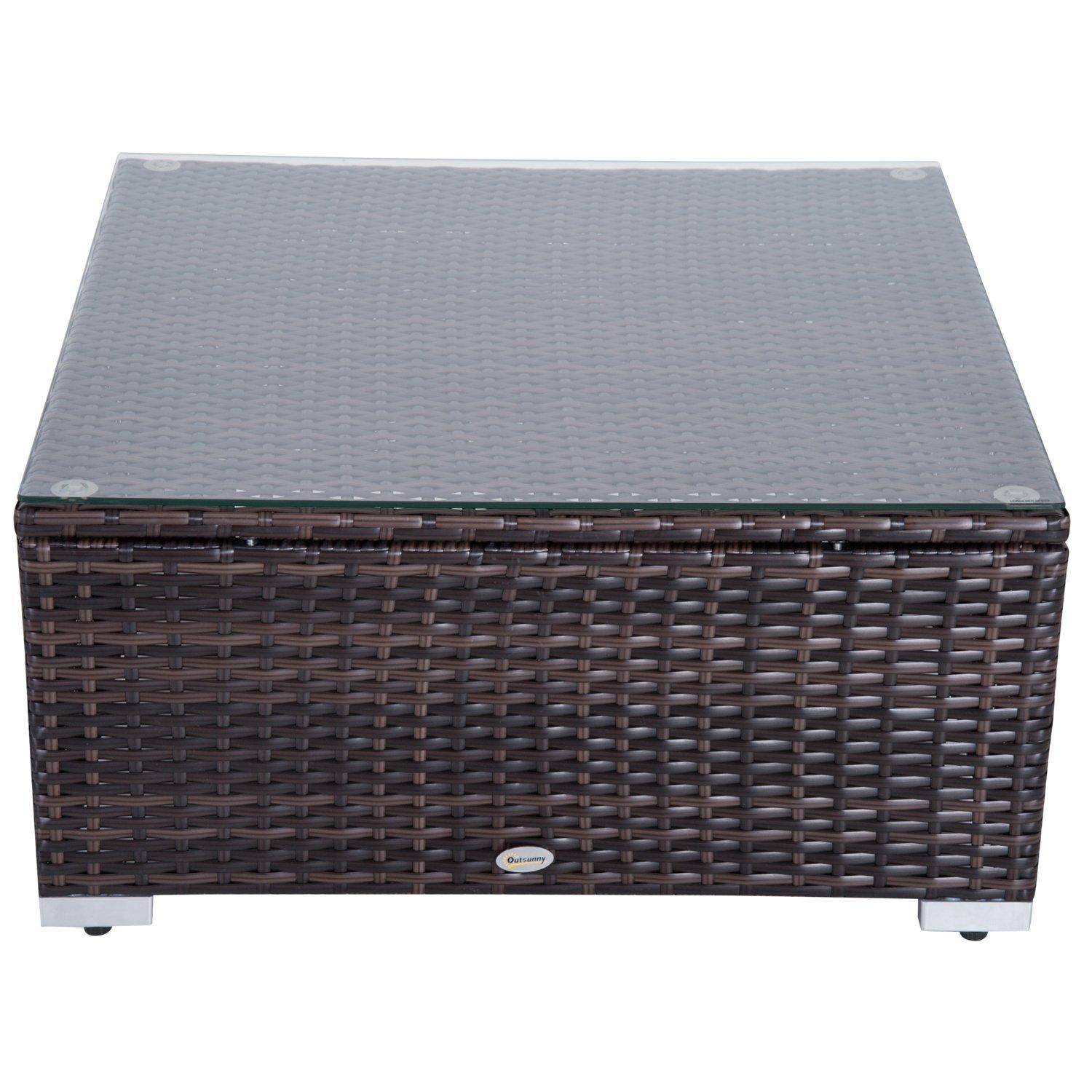 Outsunny 6 Pieces Outdoor PE Rattan Sofa Set, Sectional Conversation Wicker Patio Couch Furniture Set with Cushions and Coffee Table, White