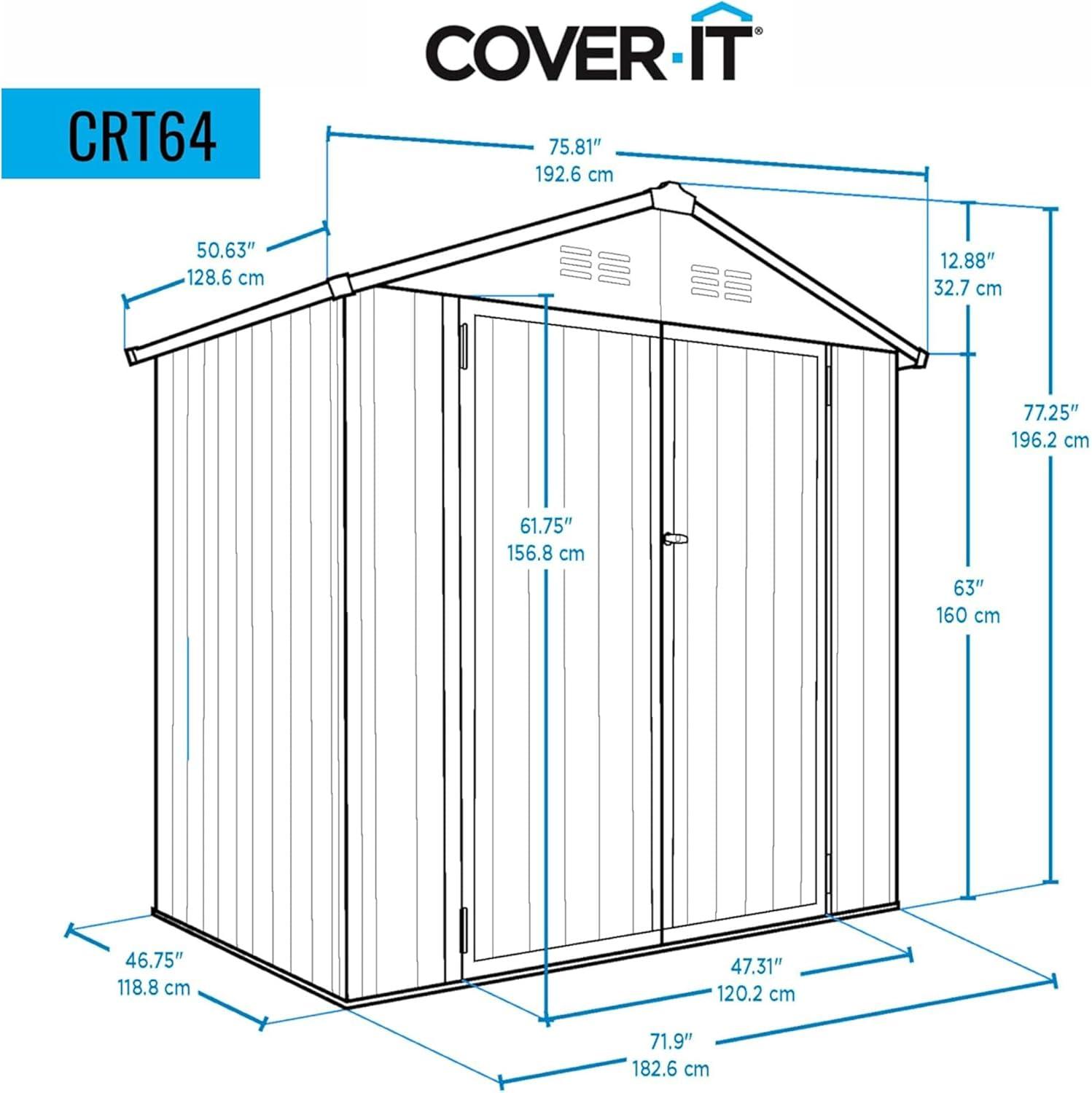 Gray 6' x 4' Galvanized Steel Outdoor Storage Shed