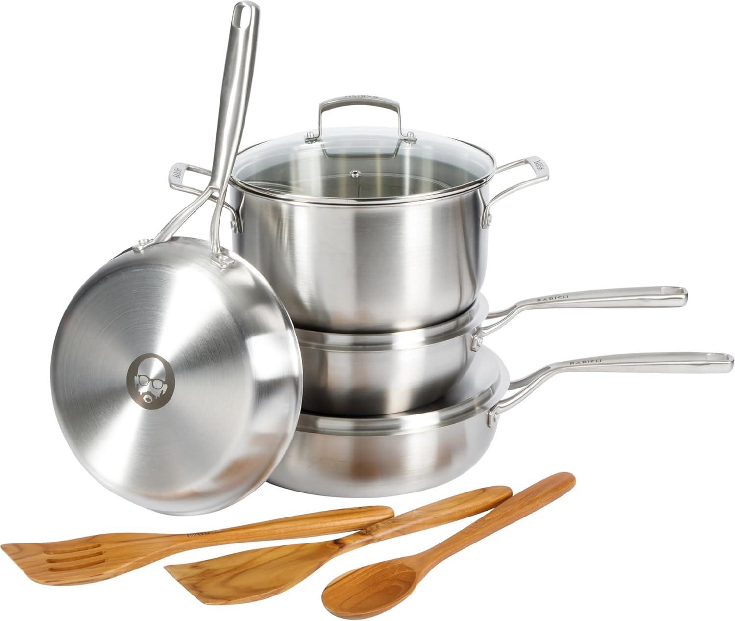 Babish Babish 10 Piece Professional Tri Ply Non Toxic Pots and Pans Cookware Set