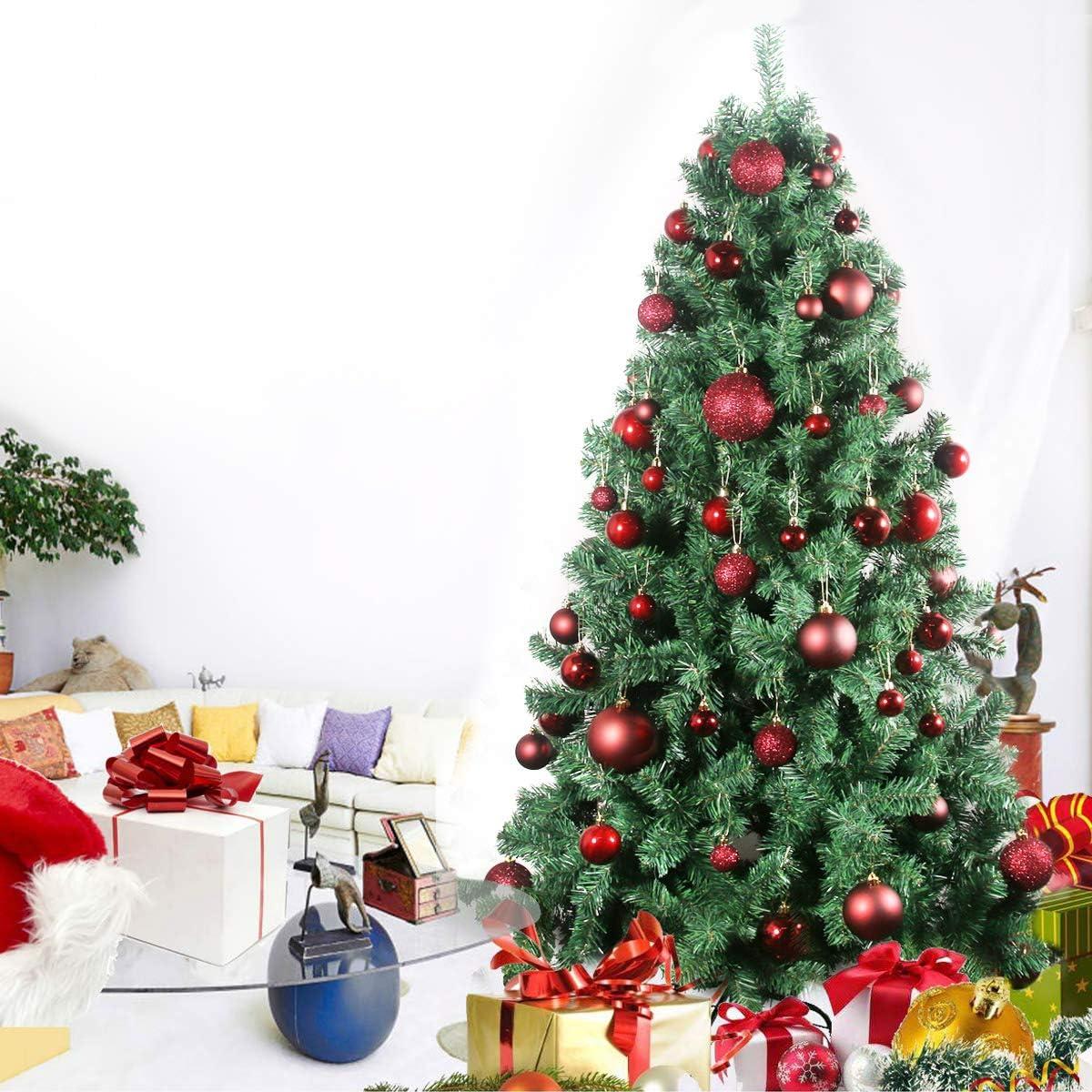 GameXcel Christmas Balls Ornaments for Xmas Tree - Shatterproof Christmas Tree Decorations Small Hanging Ball Wine Red 1.6 Inch x 36 Pack