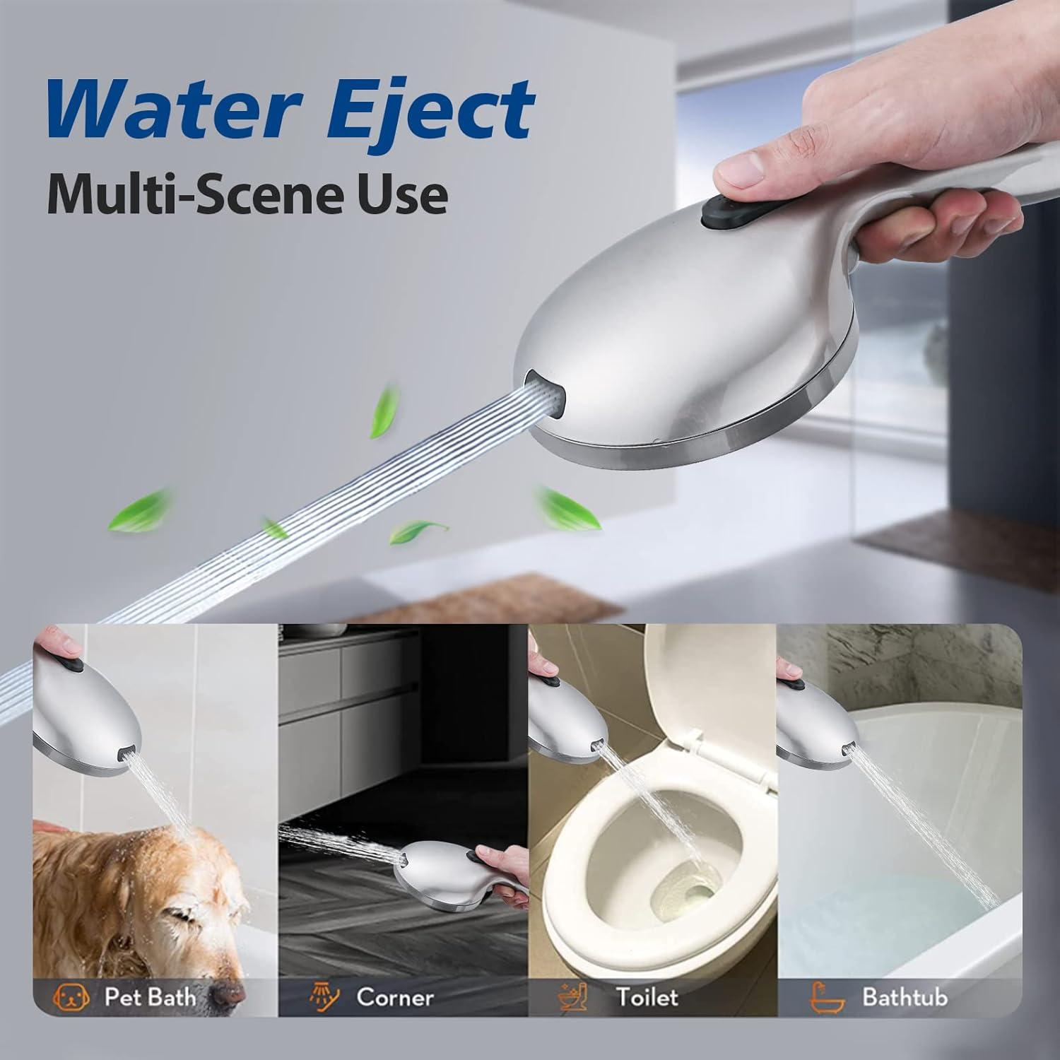 Rainfall Shower Head with Handheld Shower Spray, with 26" Drill Free Adjustable Height Slider Bar, High Pressure Dual Shower Head Combo, 3-Way Diverter for Easy Reach, 5Ft Hose - Chrome Finish