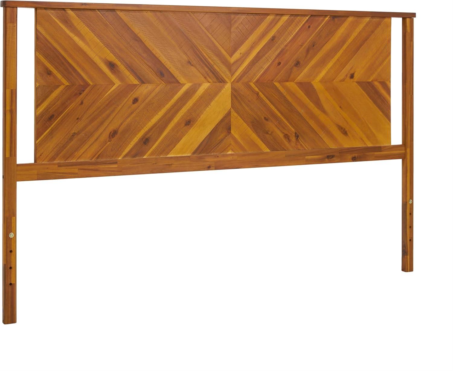King Rustic Golden Brown Acacia Wood Slat Headboard
