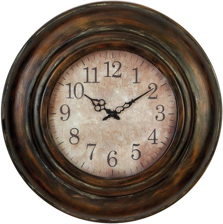 DecMode 24" Brown Metal Wall Clock with Fluted Frame