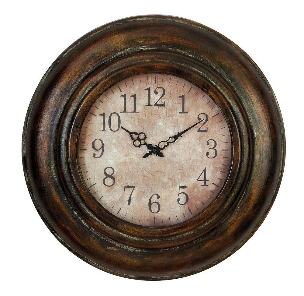 DecMode 24" Brown Metal Wall Clock with Fluted Frame