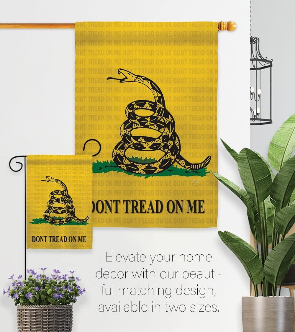 28 x 40 in. Gadsden American USA Historic Vertical House Flag with Double-Sided Decorative Banner Garden Yard Gift