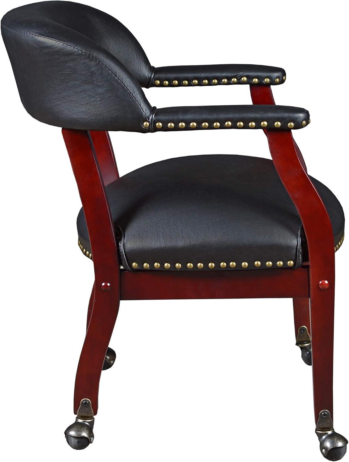 Ivy League Captain Chair & Casters - Black Vinyl