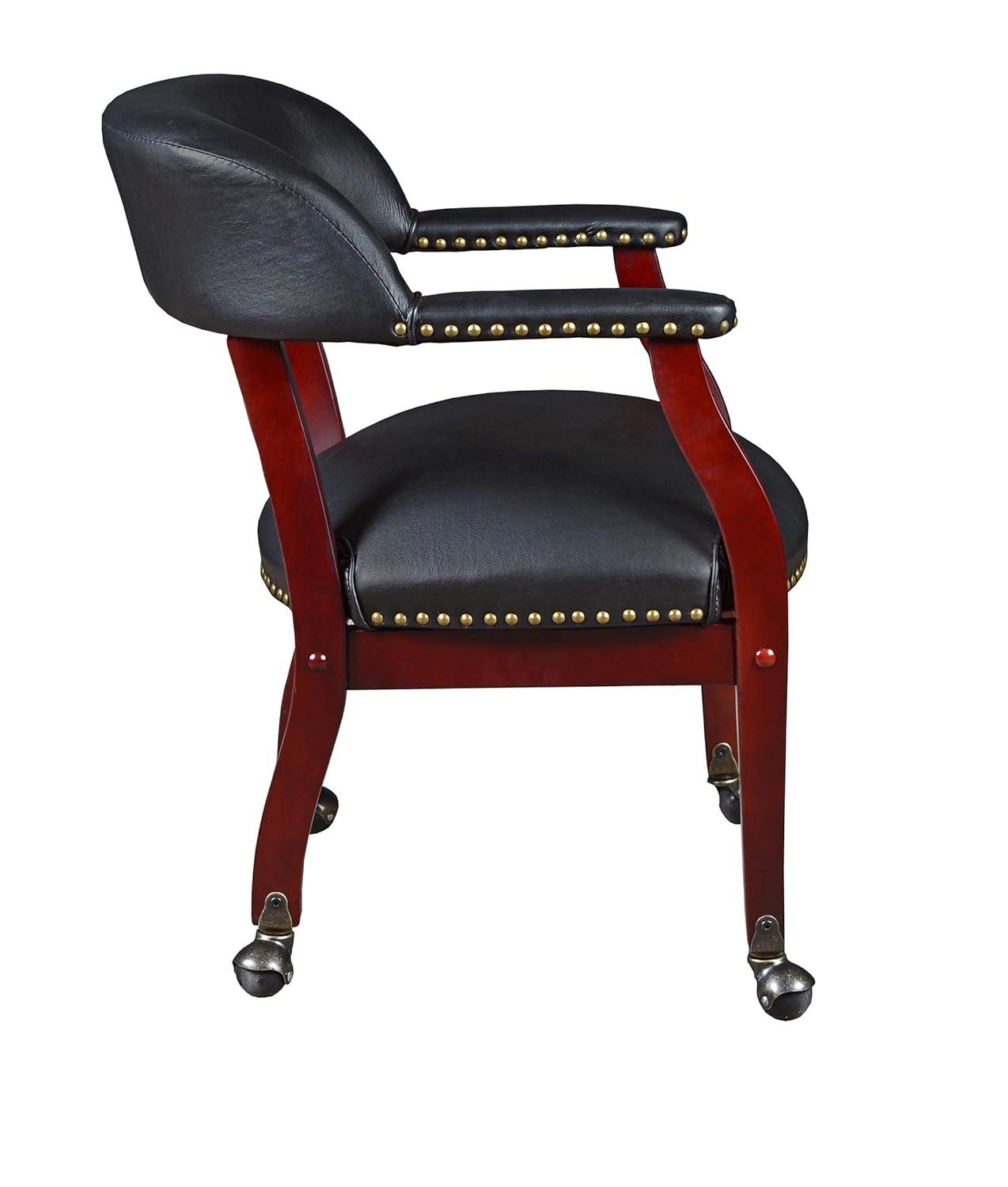 Ivy League Captain Chair & Casters - Black Vinyl